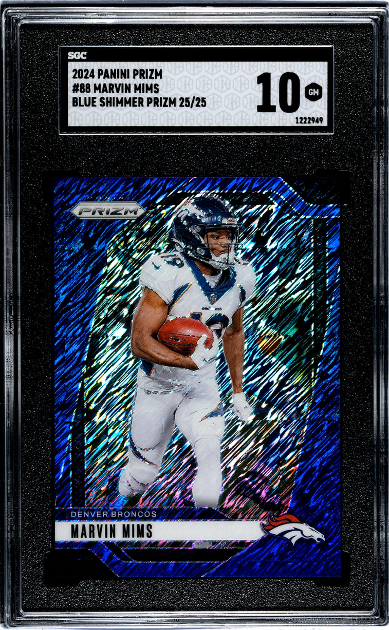 2024 Panini Prizm Blue Shimmer Prizm Marvin Mims #88 /25 SGC 10