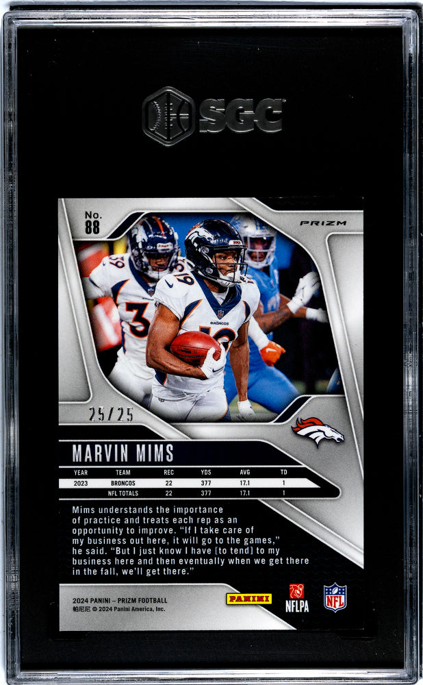 2024 Panini Prizm Blue Shimmer Prizm Marvin Mims #88 /25 SGC 10
