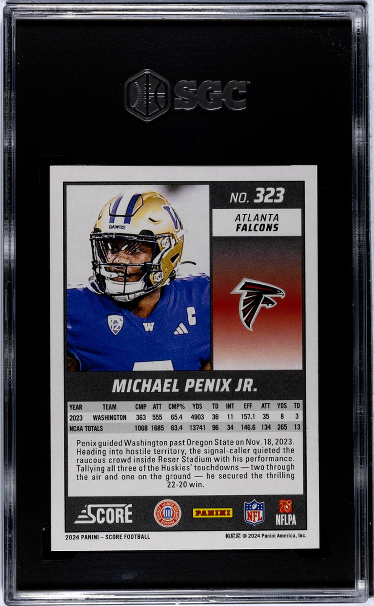 2024 Panini Score #323 Michael Penix Jr. SGC 9.5