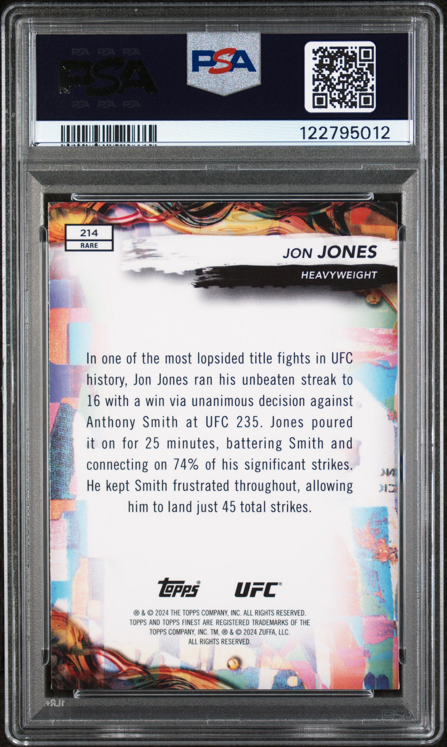 2024 Topps Finest UFC Yellow Glitter Jon Jones #214 /75 PSA 8