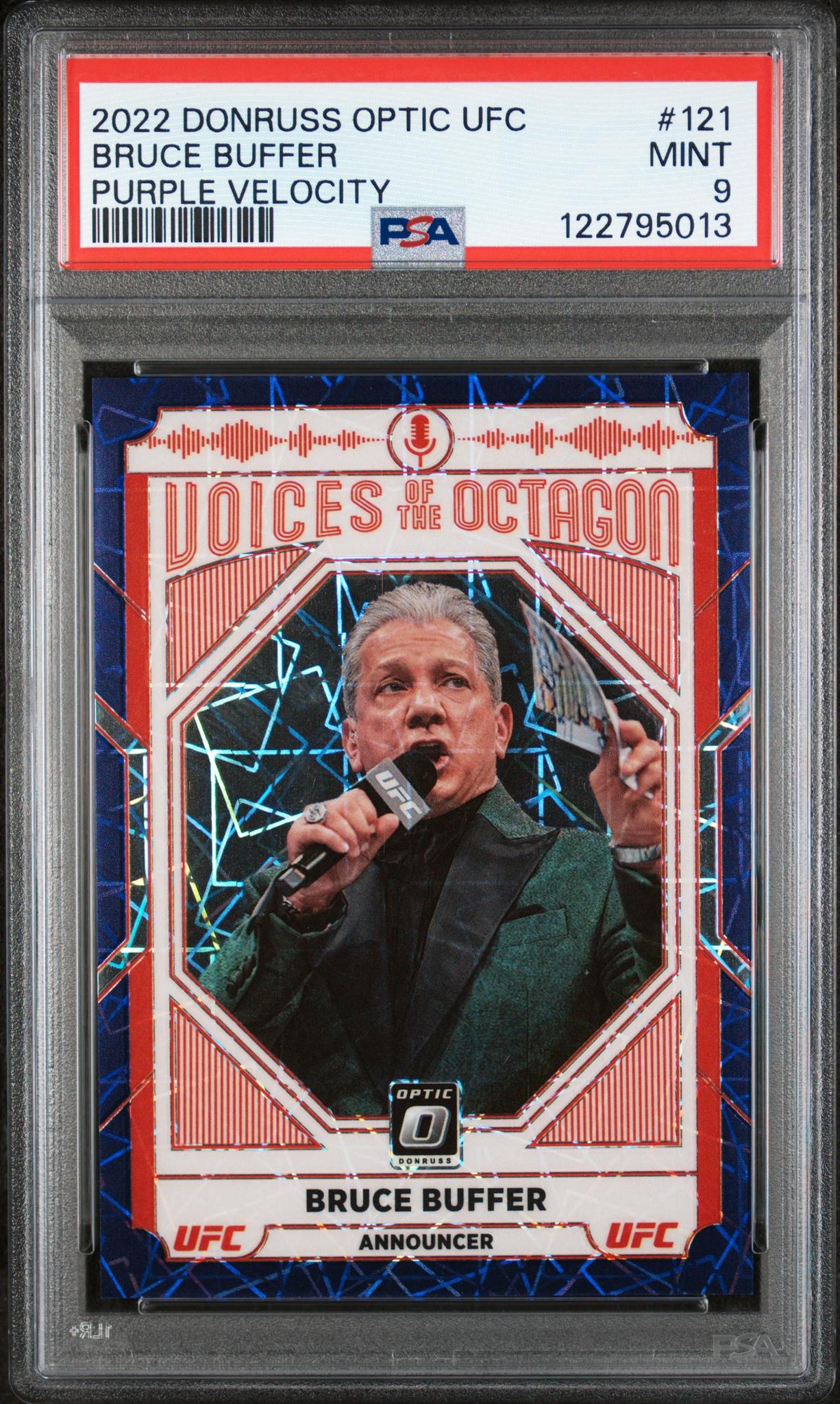 2022 Donruss Optic #121 Bruce Buffer Voices of the Octagon /79 PSA 9