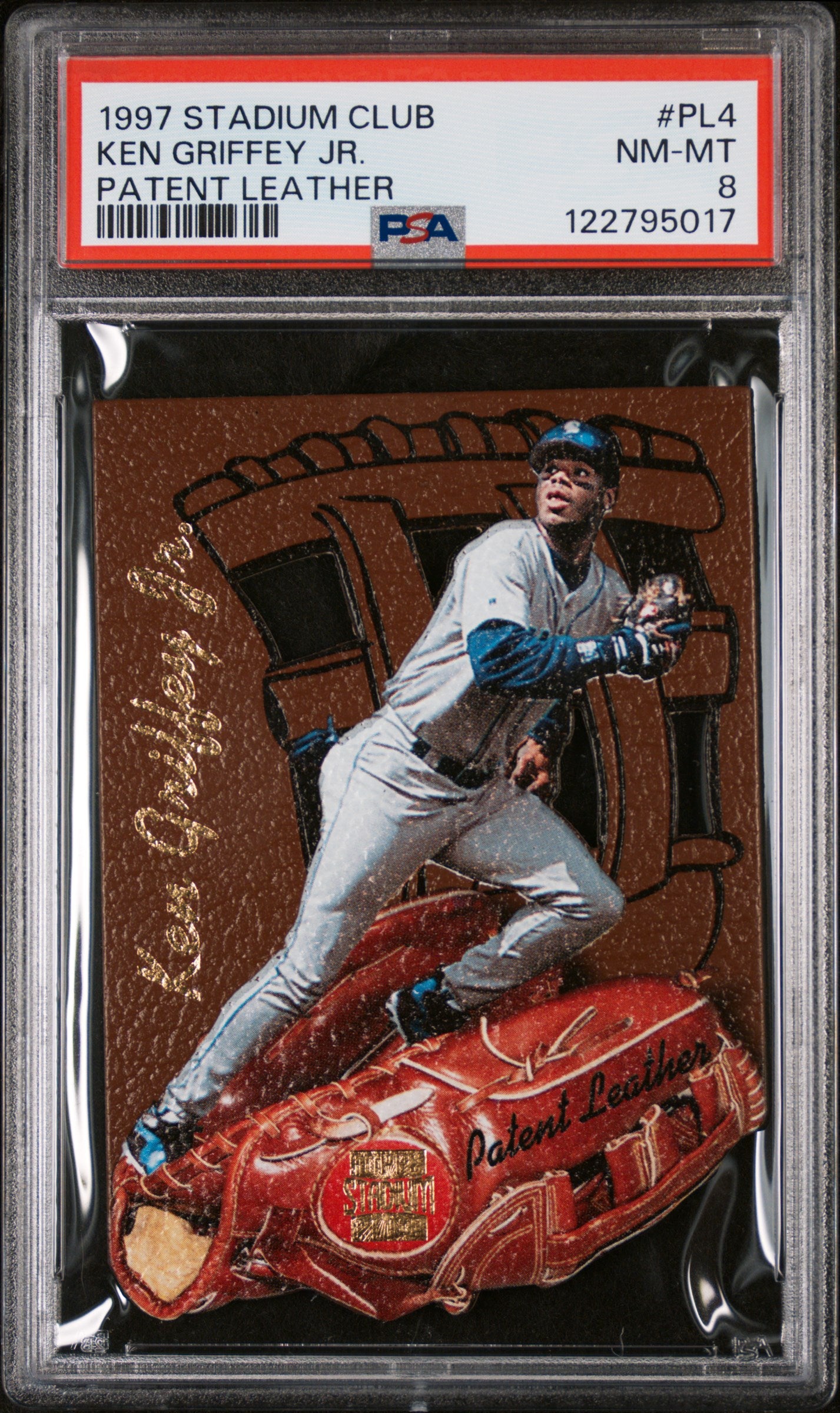 1997 Topps Stadium Club Patent Leather Ken Griffey Jr. #PL4 PSA 8