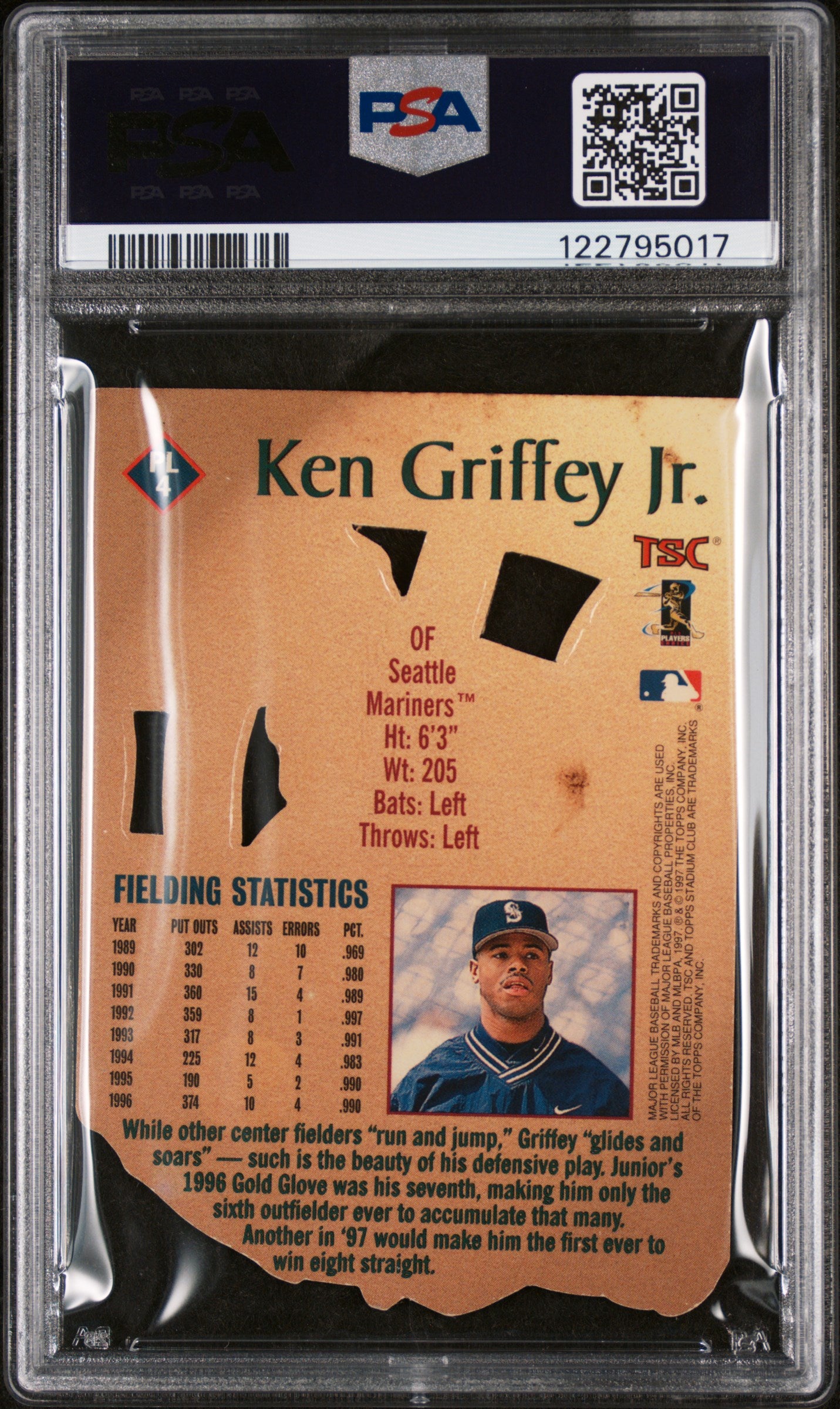 1997 Topps Stadium Club Patent Leather Ken Griffey Jr. #PL4 PSA 8