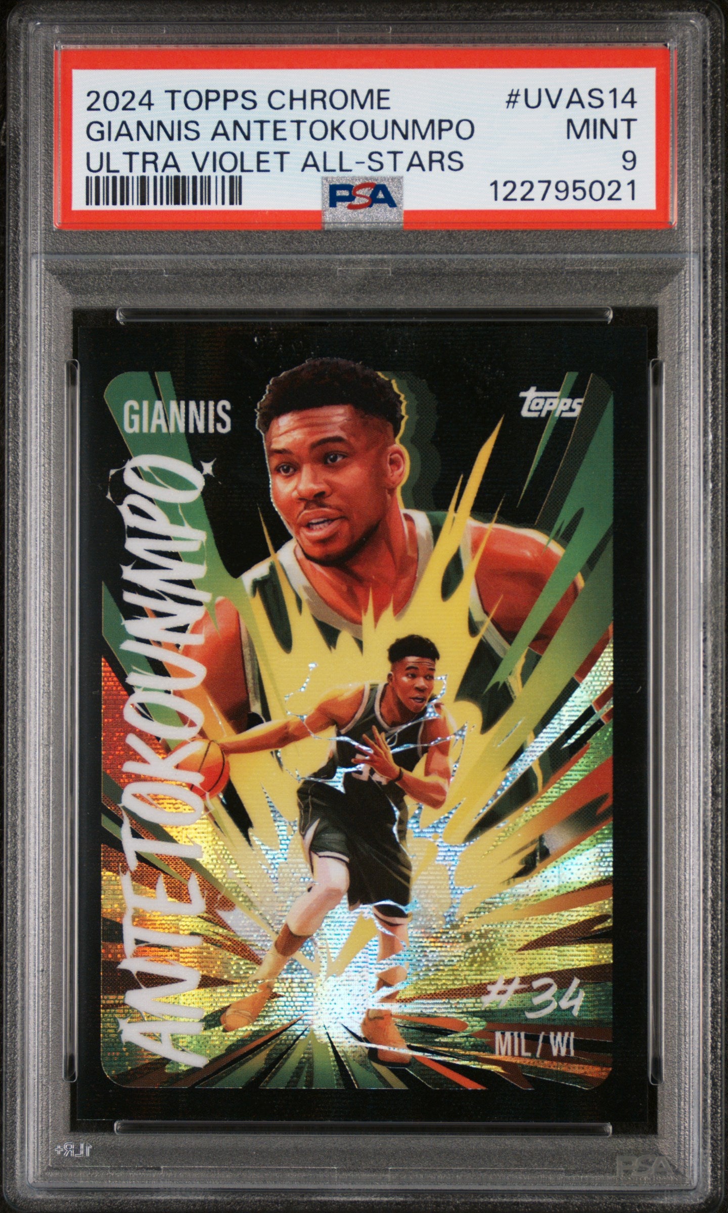 2024 Topps Chrome Ultra Violet All-Stars Giannis Antetokounmpo #UVAS-14 PSA 9