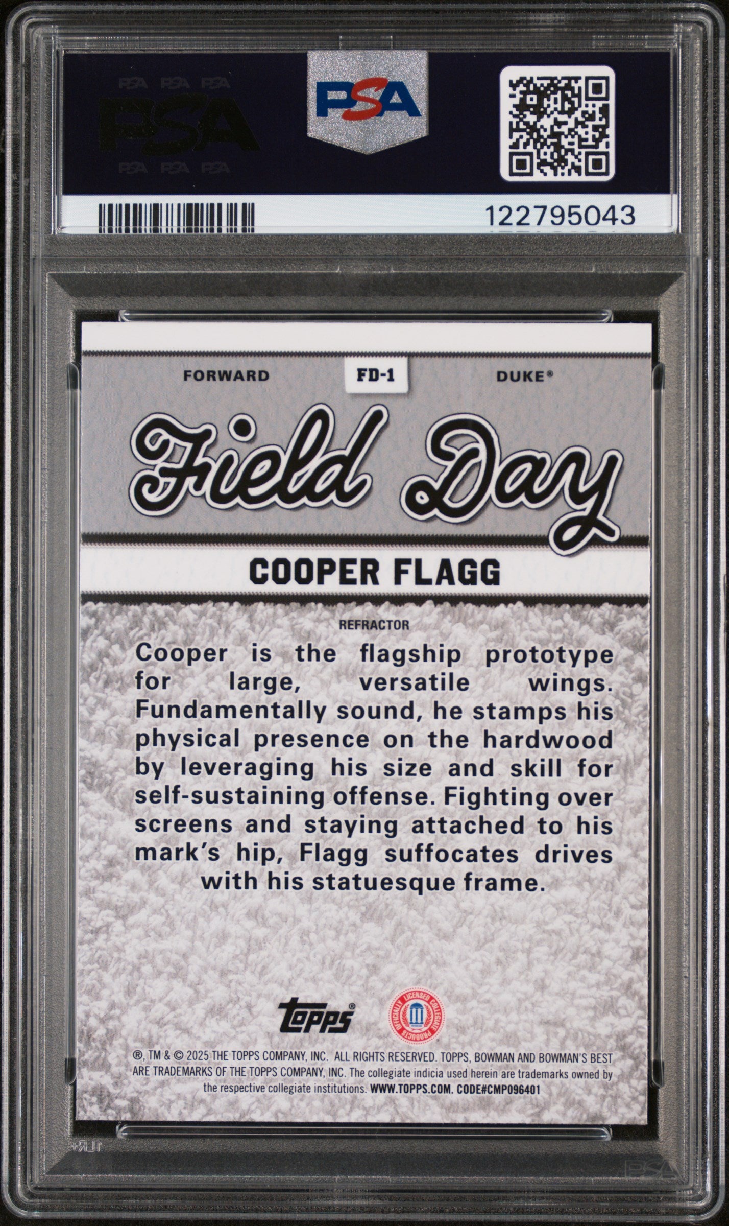 2024 Bowman U Best Field Day Refractor Cooper Flagg #FD-1 PSA 8