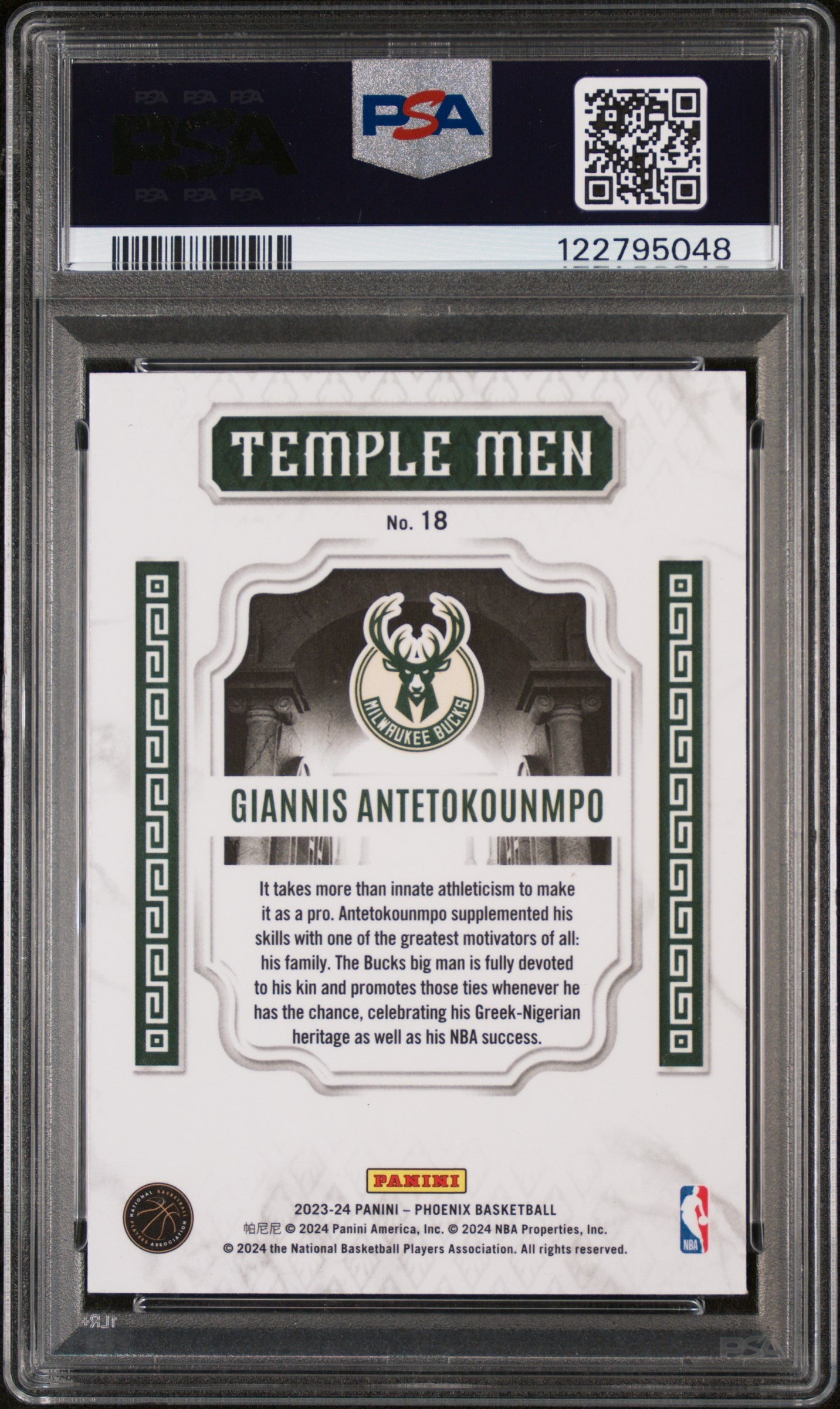 2023 Panini Phoenix Temple Men Teal Lazer Giannis Antetokounmpo #18 PSA 10