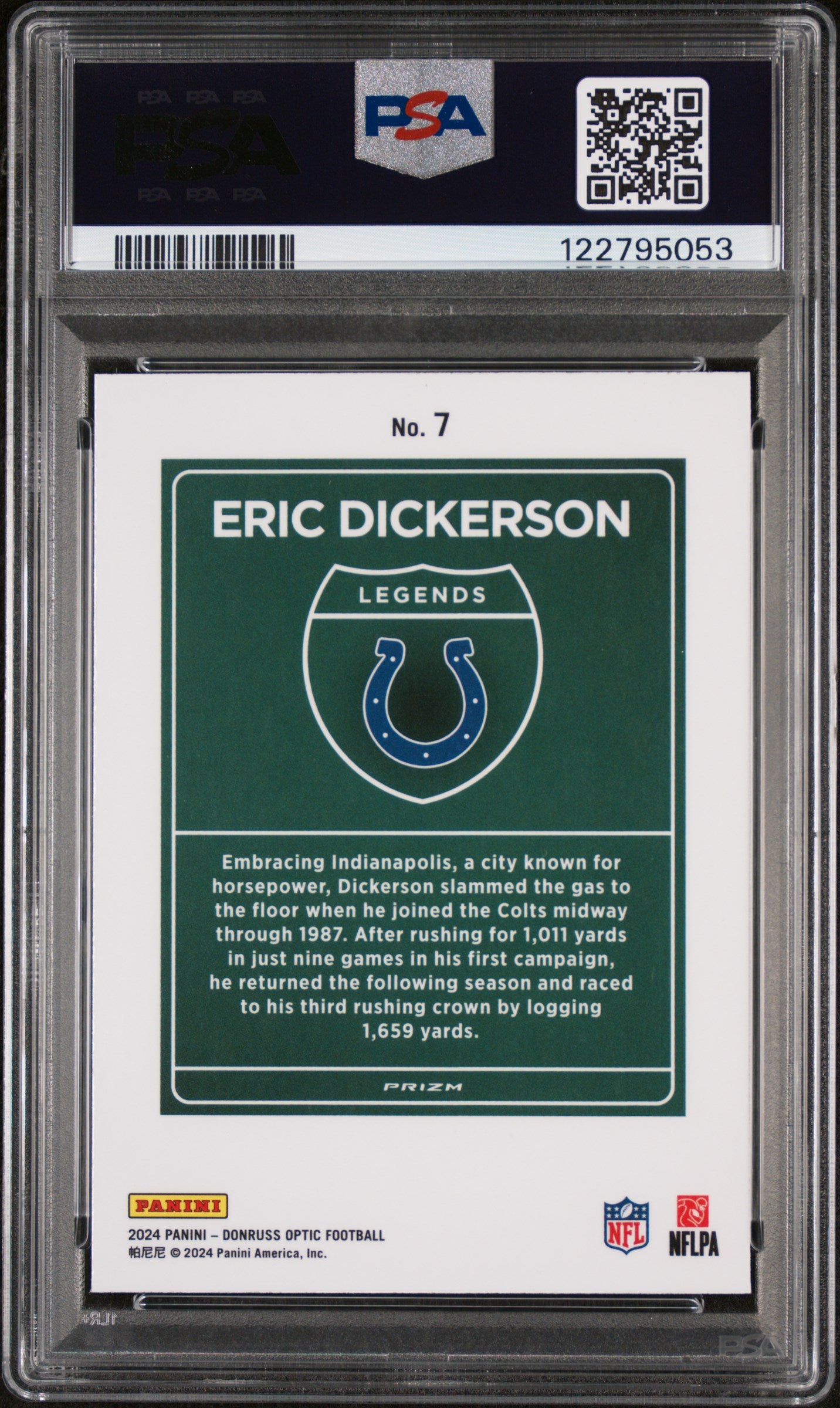 2024 Panini Donruss Optic Downtown Legends Eric Dickerson #7 PSA 8