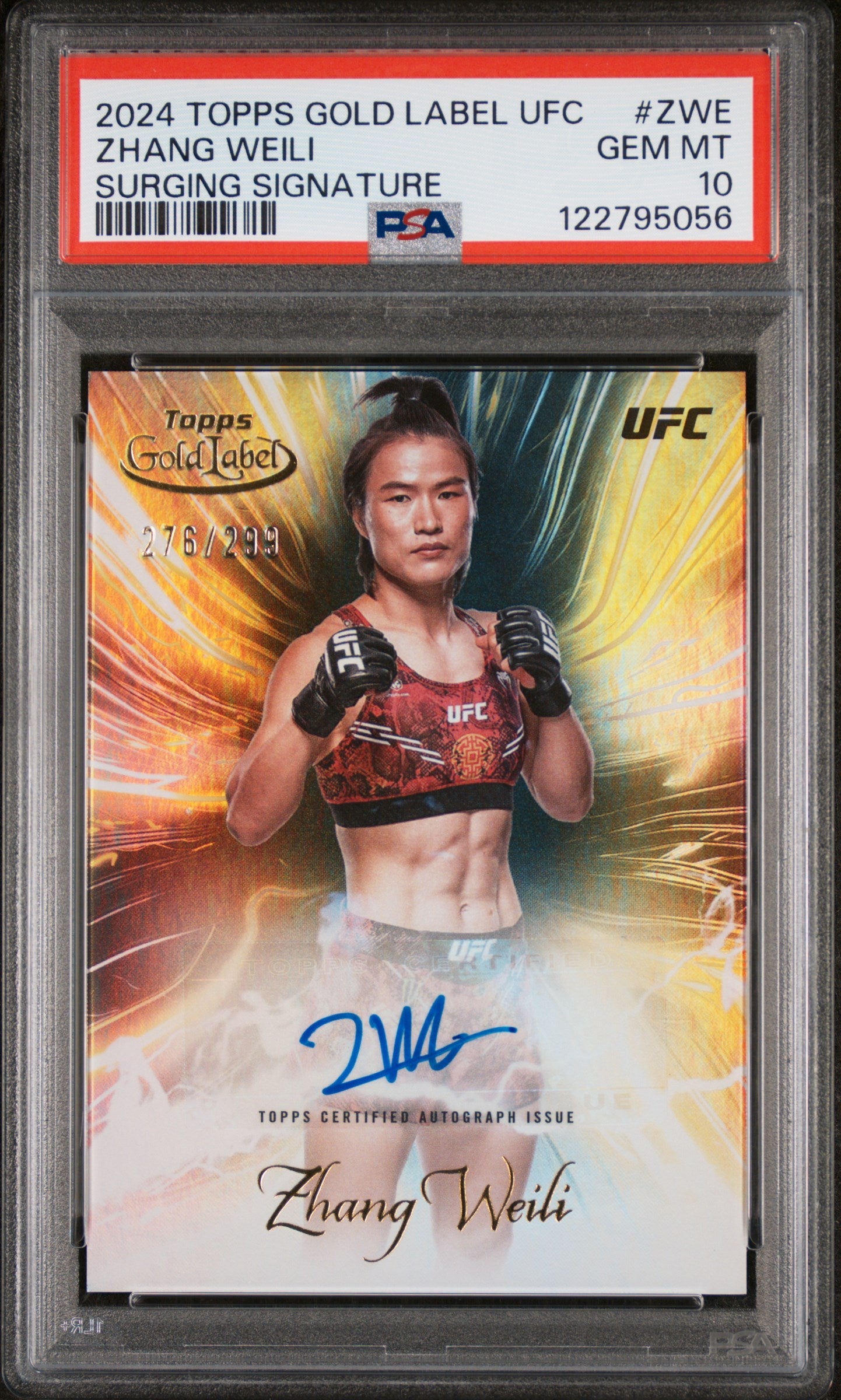 2024 Topps Gold Label UFC Surging Signatures Zhang Weili #ZWE Auto /299 PSA 10