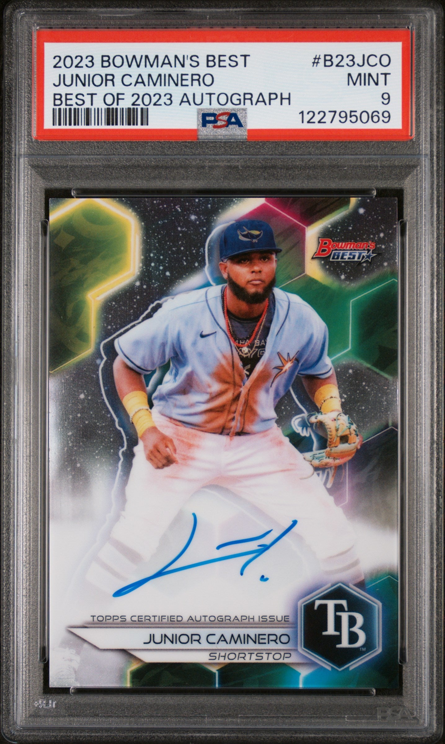 2023 Bowman's Best #B23JCO Junior Caminero Best of 2023 Autograph Auto PSA 9