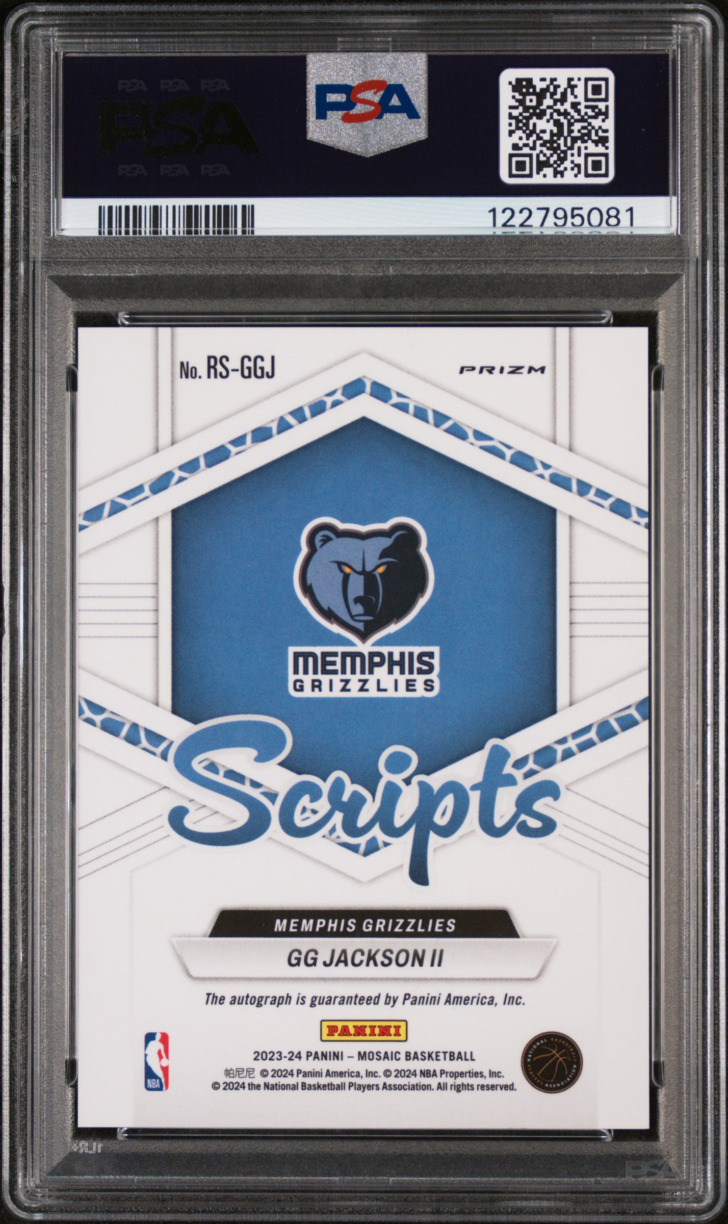 2023 Panini Mosaic Rookie Scripts Green Ice GG Jackson II #RS-GGJ RC Auto PSA 8