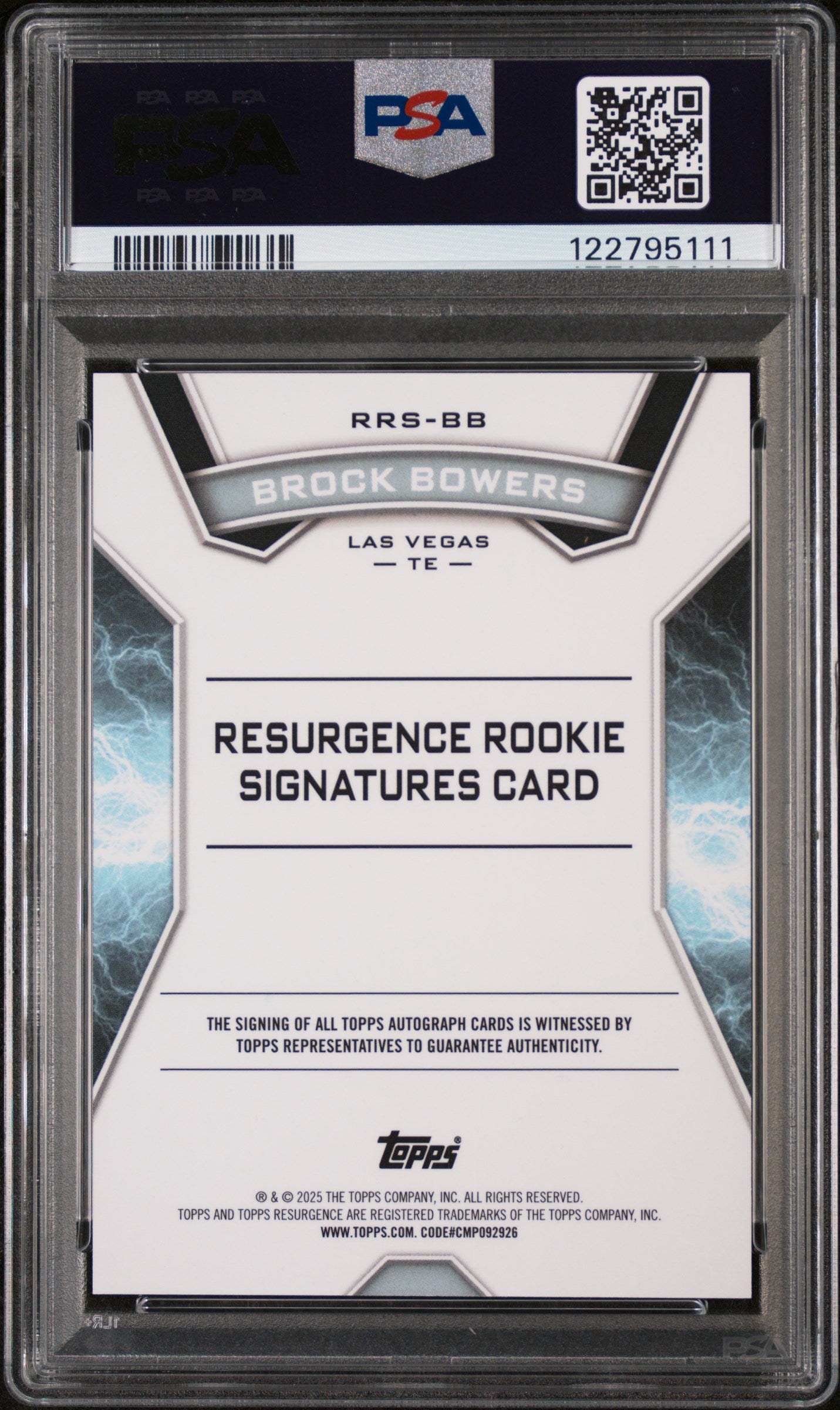 2024 Topps Resurgence Rk Sig Silver Static Brock Bowers #RRS-BB RC Auto PSA 10