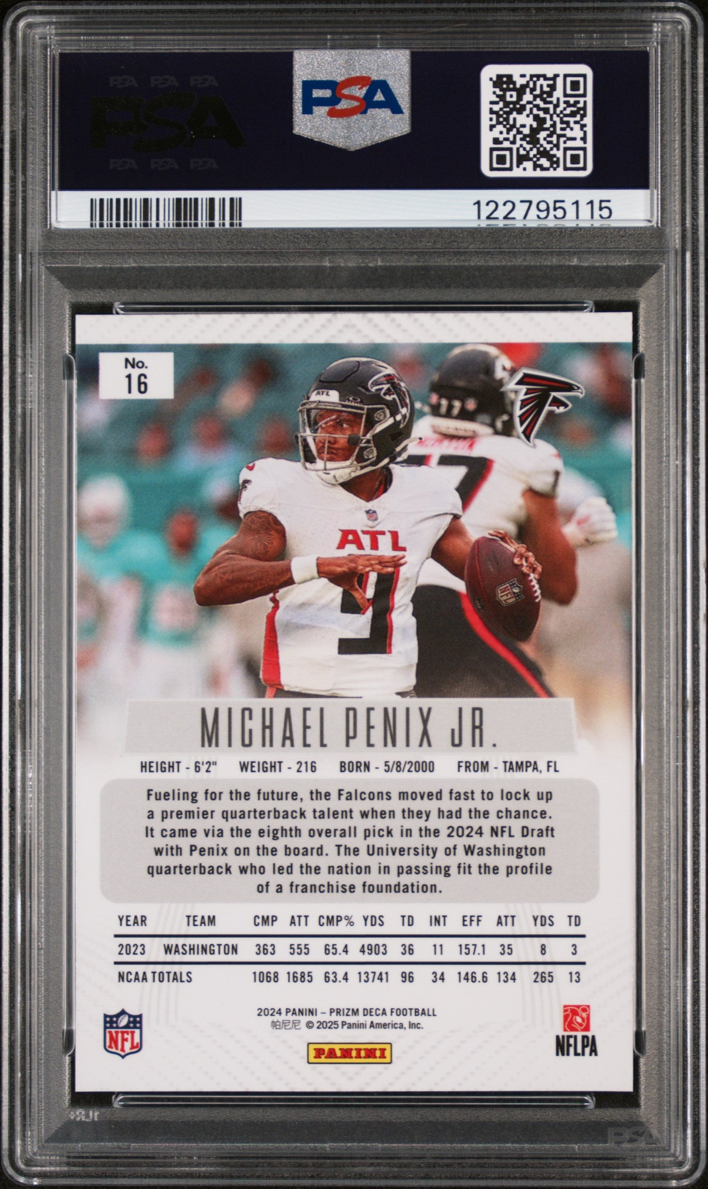 2024 Panini Prizm Deca Michael Penix Jr. #16 RC PSA 10