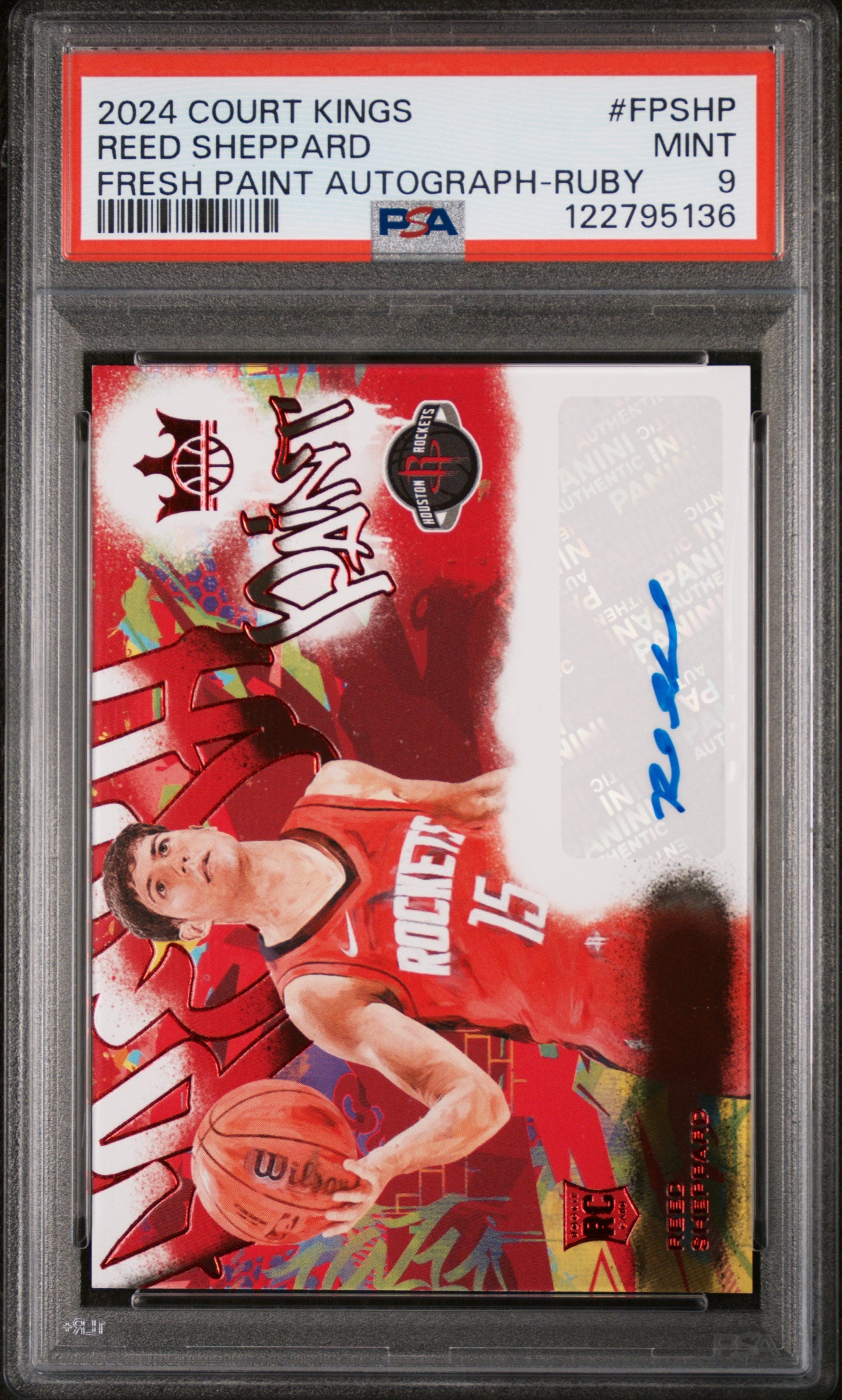 2024 Court Kings #FPSHP Reed Sheppard Fresh Paint Autograph-Ruby /99 Auto PSA 9