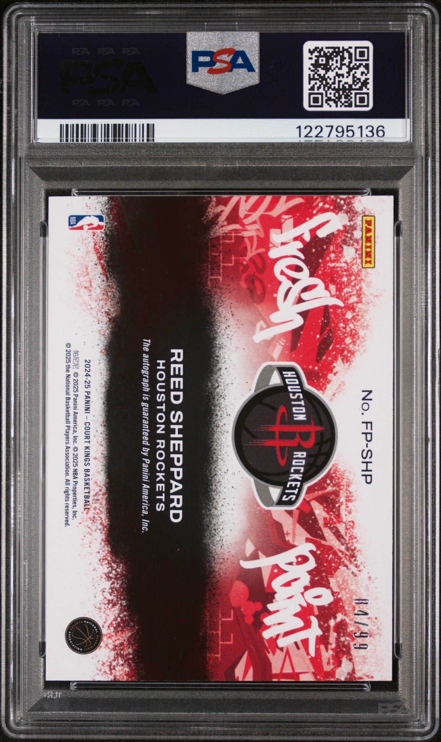 2024 Court Kings #FPSHP Reed Sheppard Fresh Paint Autograph-Ruby /99 Auto PSA 9