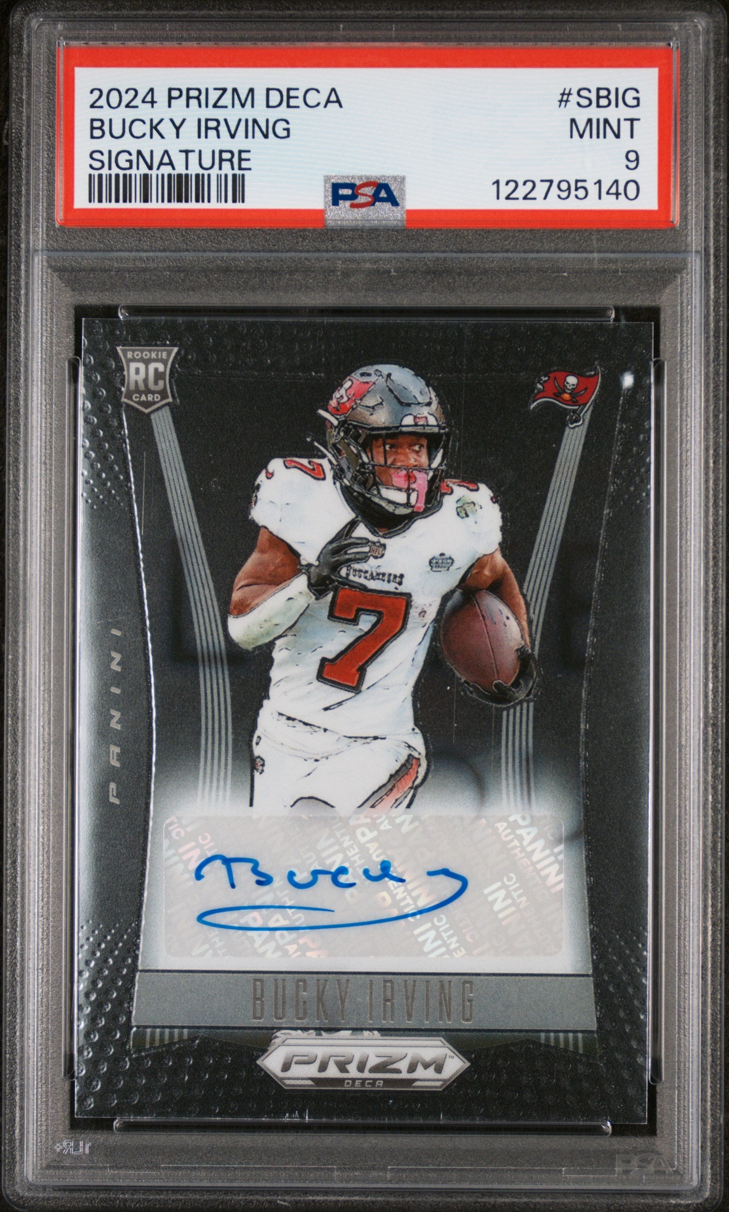 2024 Panini Prizm Deca Signature Bucky Irving #S-BIG RC Auto PSA 9