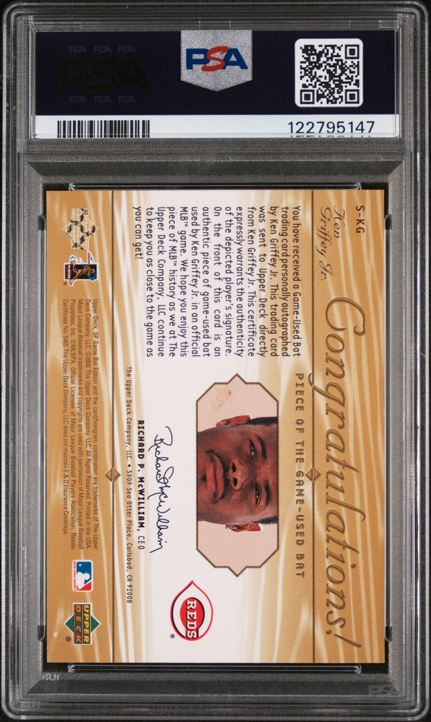 2001 SP #KG Ken Griffey Jr. Piece of the Game /25 PSA 9
