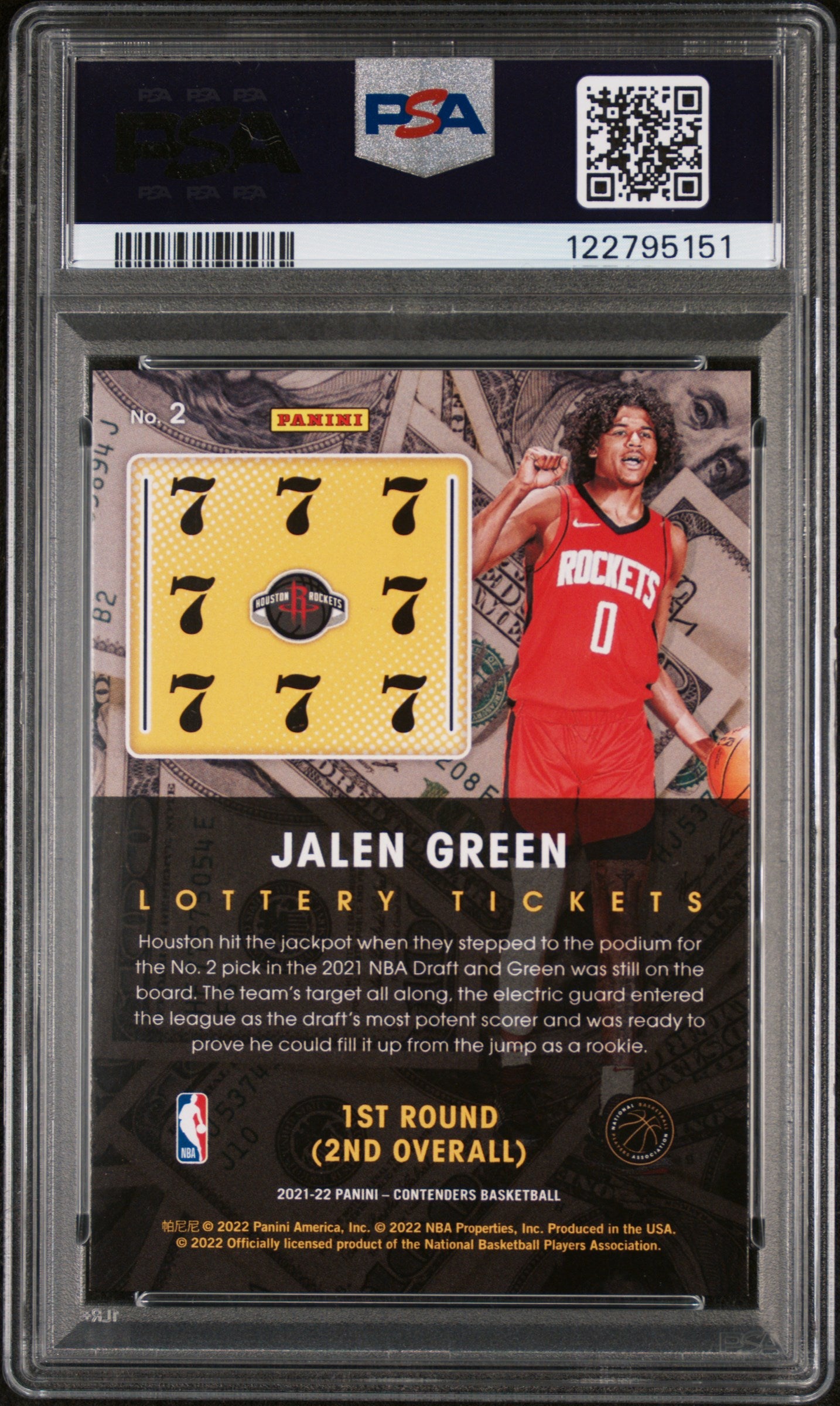 2021 Panini Contenders Lottery Ticket Jalen Green #2 PSA 10