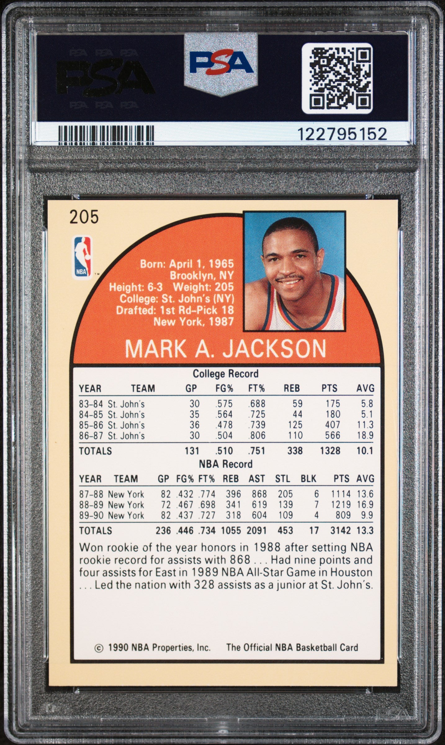 1990 Hoops Mark Jackson #205 PSA 8