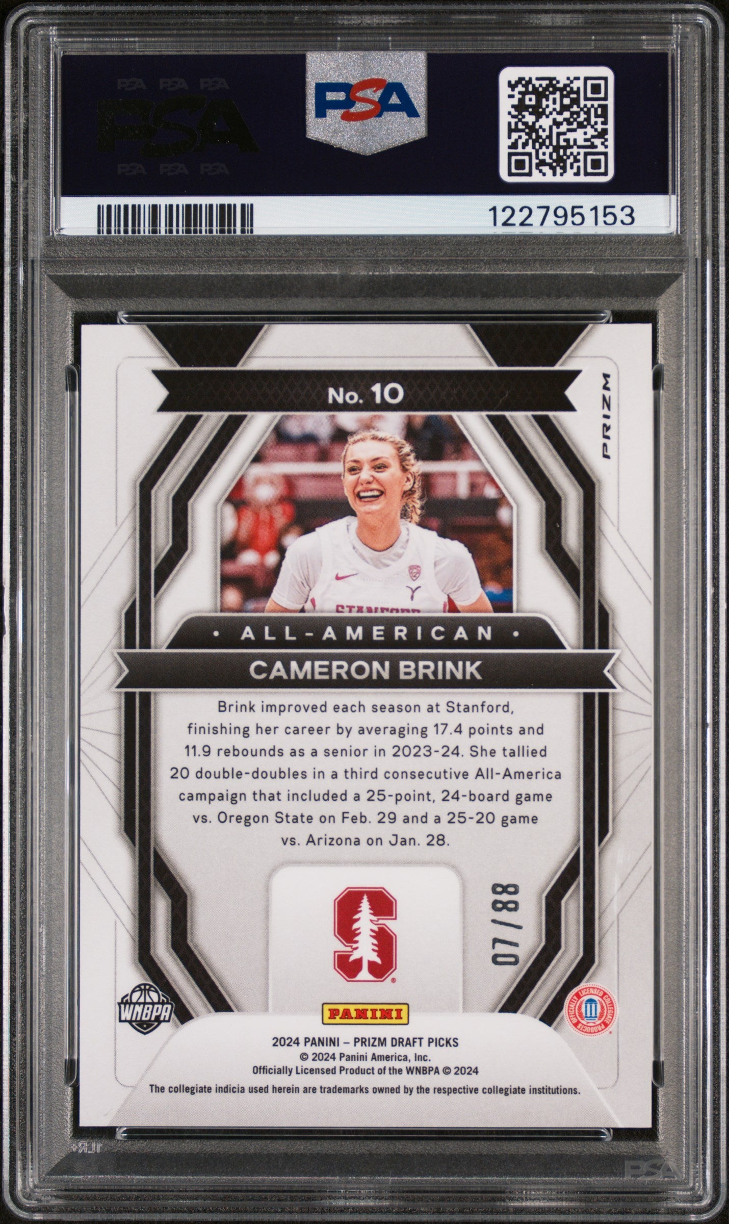 2024 Prizm #10 Cameron Brink All-American-Red Scope /88 PSA 9