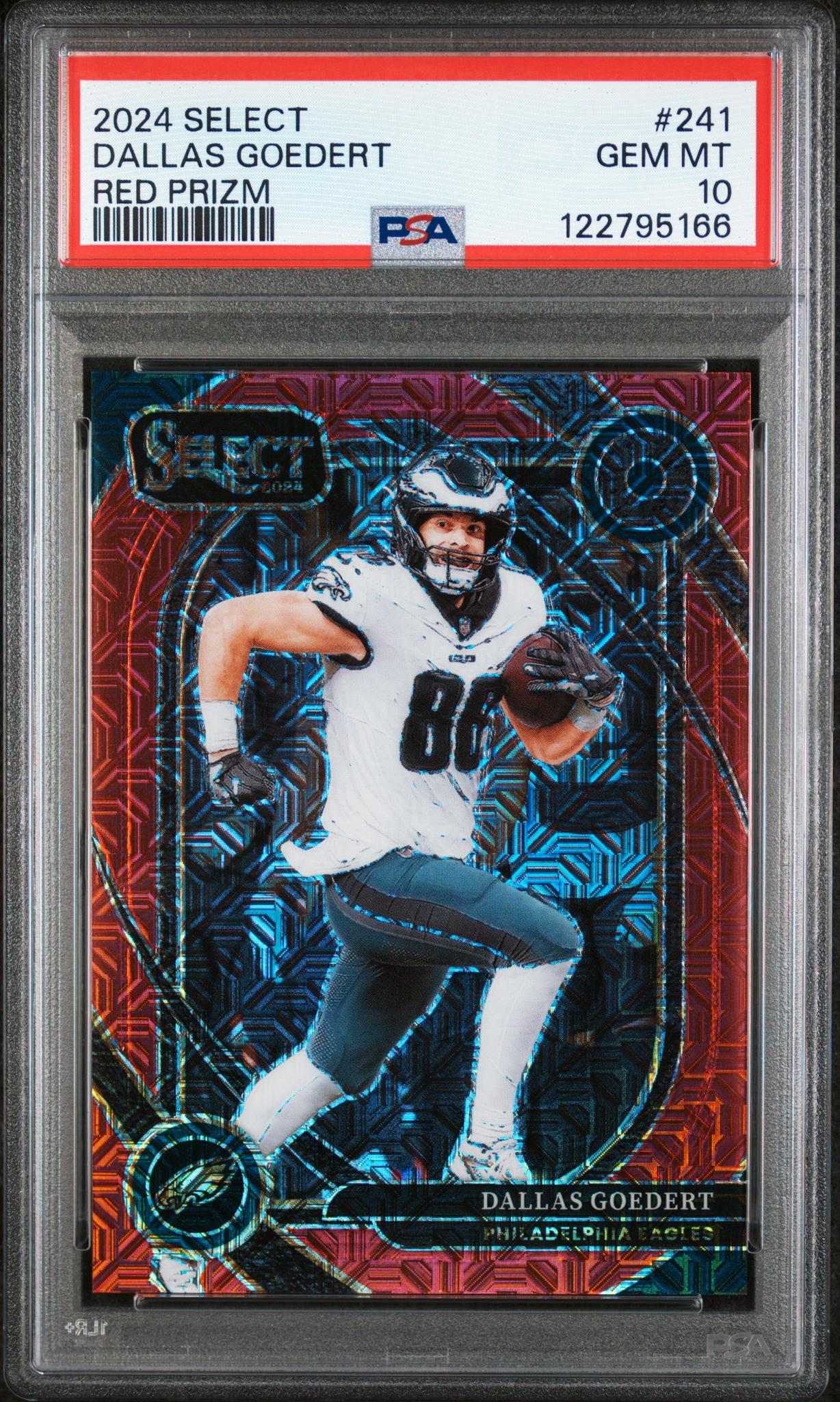 2024 Panini Select Red Prizm Dallas Goedert #241 Club Level /49 PSA 10