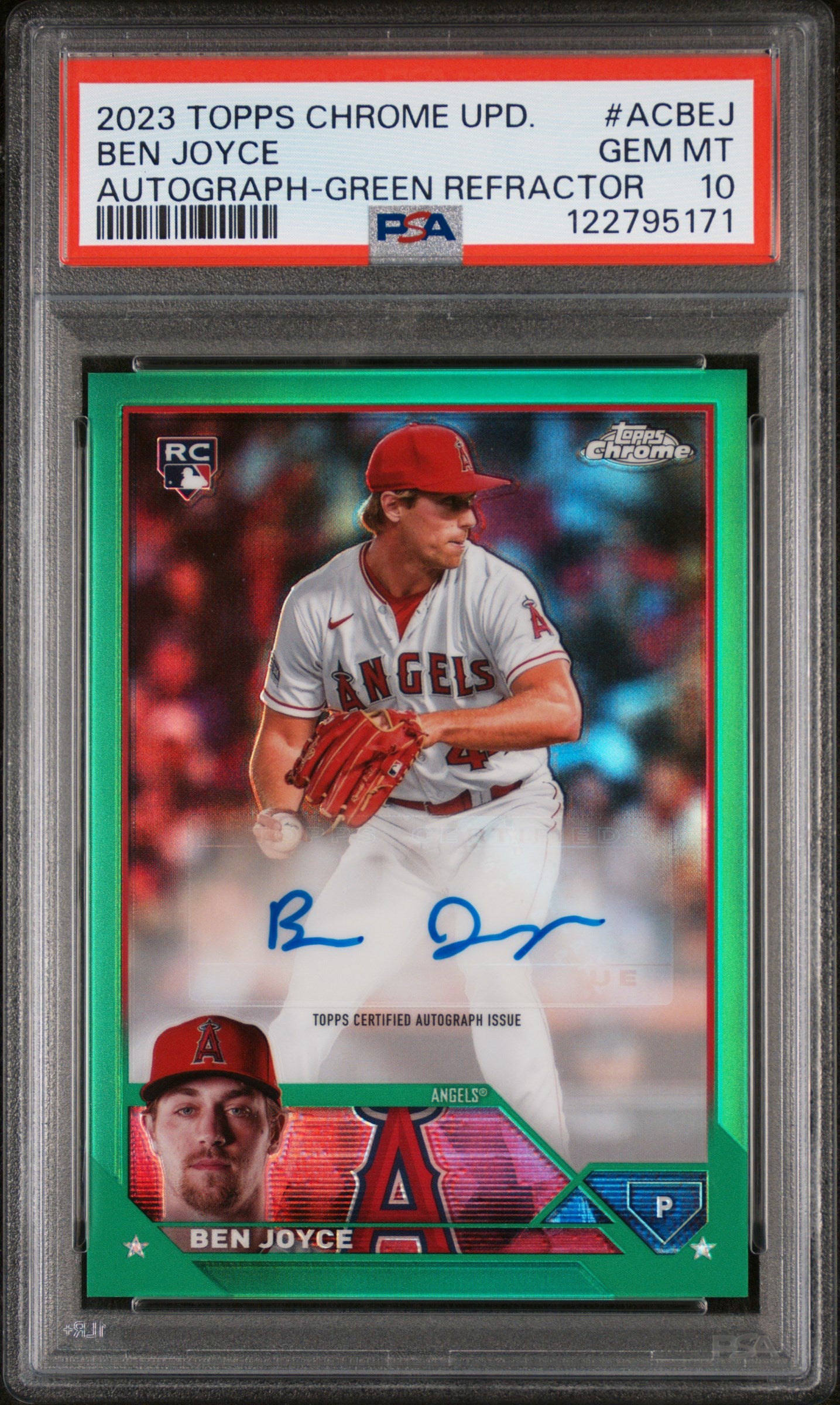 2023 Topps Chrome Update Green Refractor Ben Joyce #AC-BEJ RC Auto /99 PSA 10