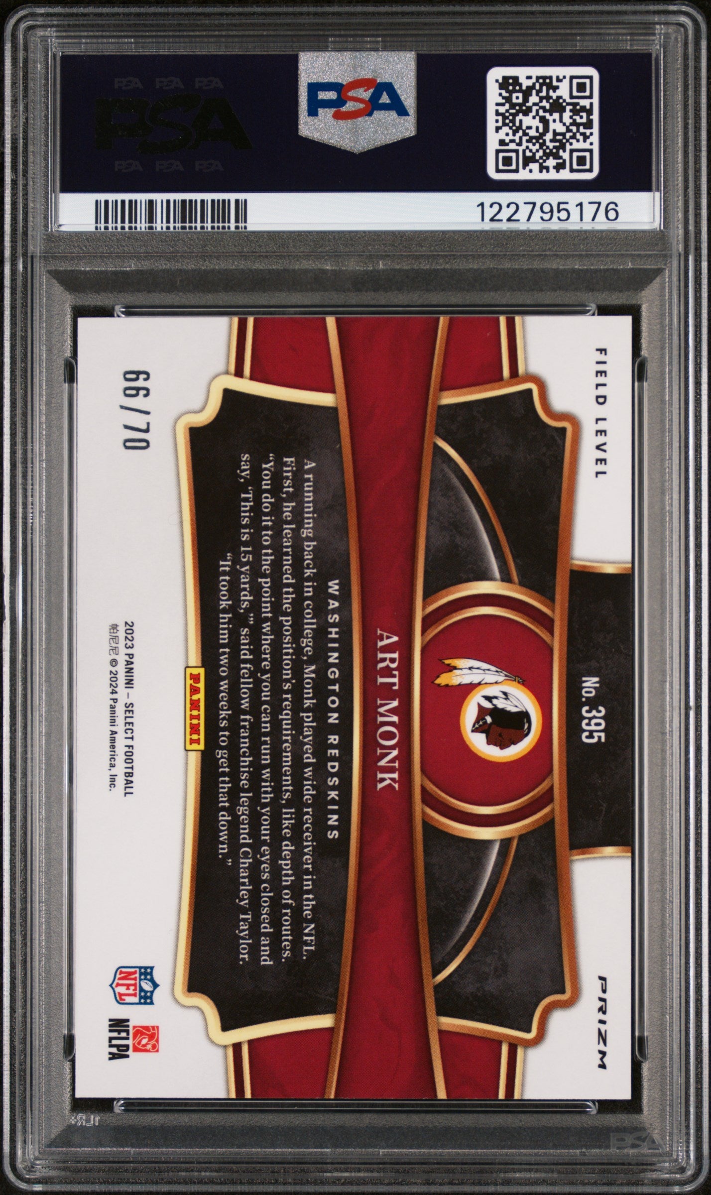 2023 Panini Select Dragon Scale Prizm Art Monk #395 Field Level /70 PSA 10
