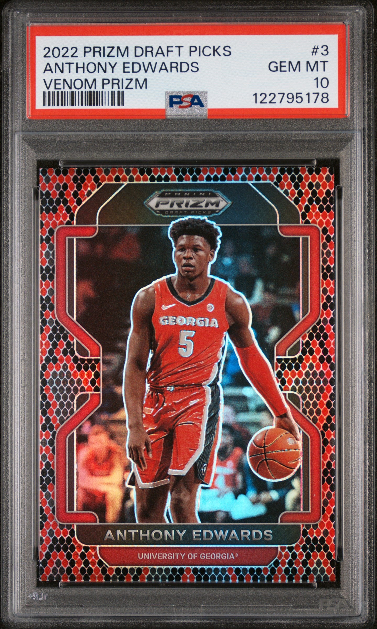 2022 Panini Prizm Draft Picks Venom Prizm Anthony Edwards #3 PSA 10