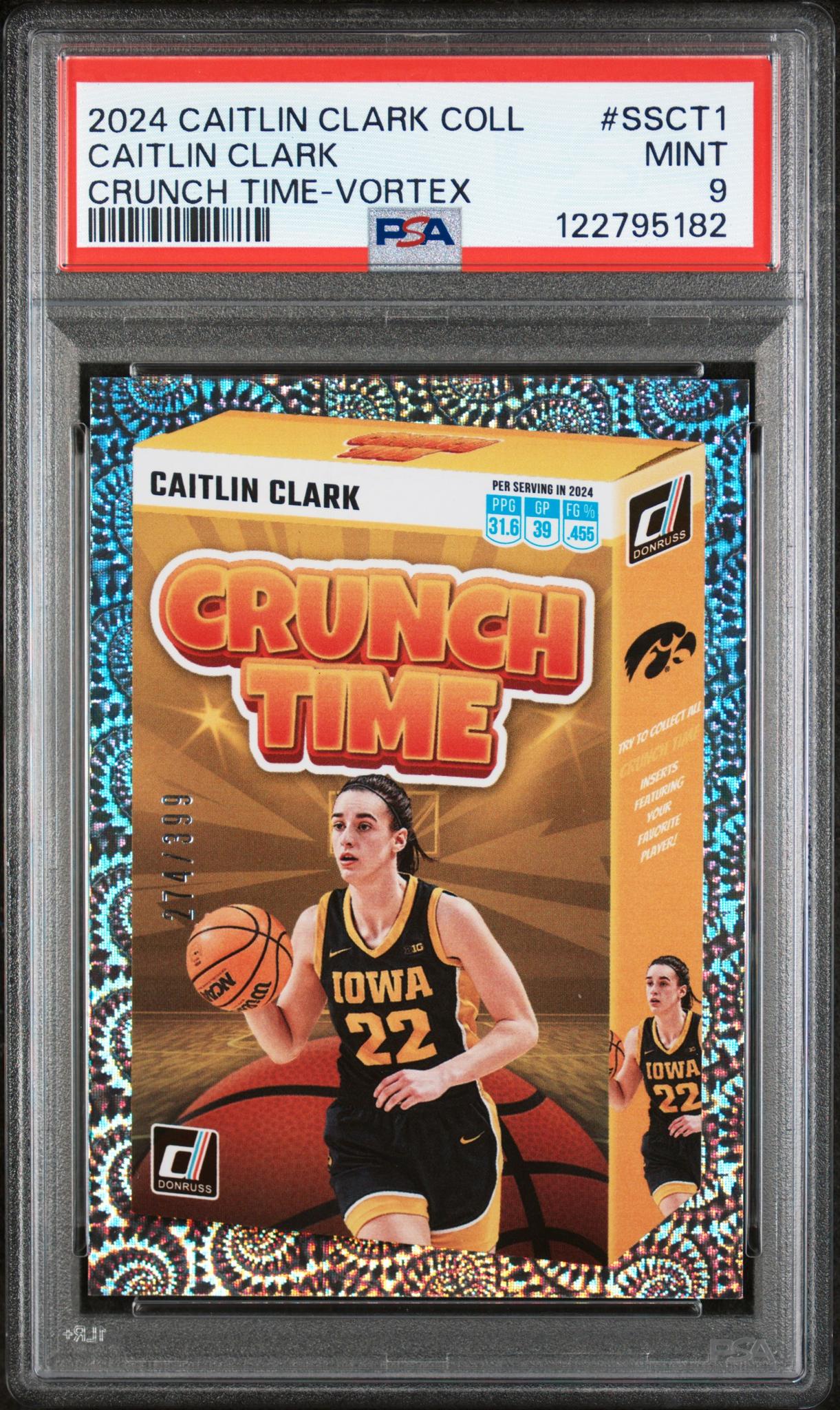 2024 Donruss #SS-CT1 Caitlin Clark Crunch Time /199 PSA 9