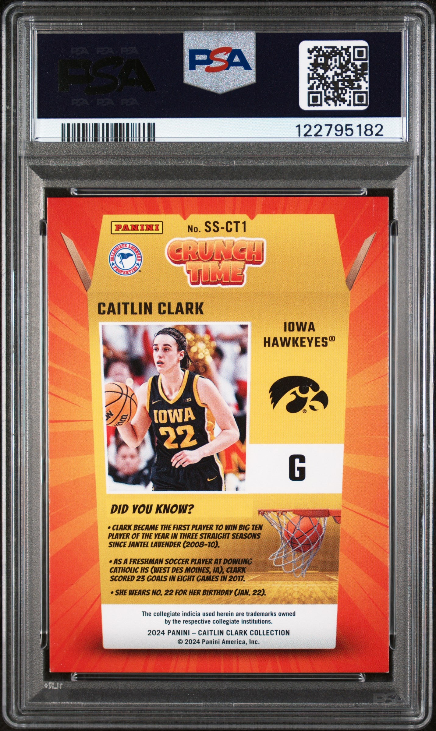 2024 Donruss #SS-CT1 Caitlin Clark Crunch Time /199 PSA 9