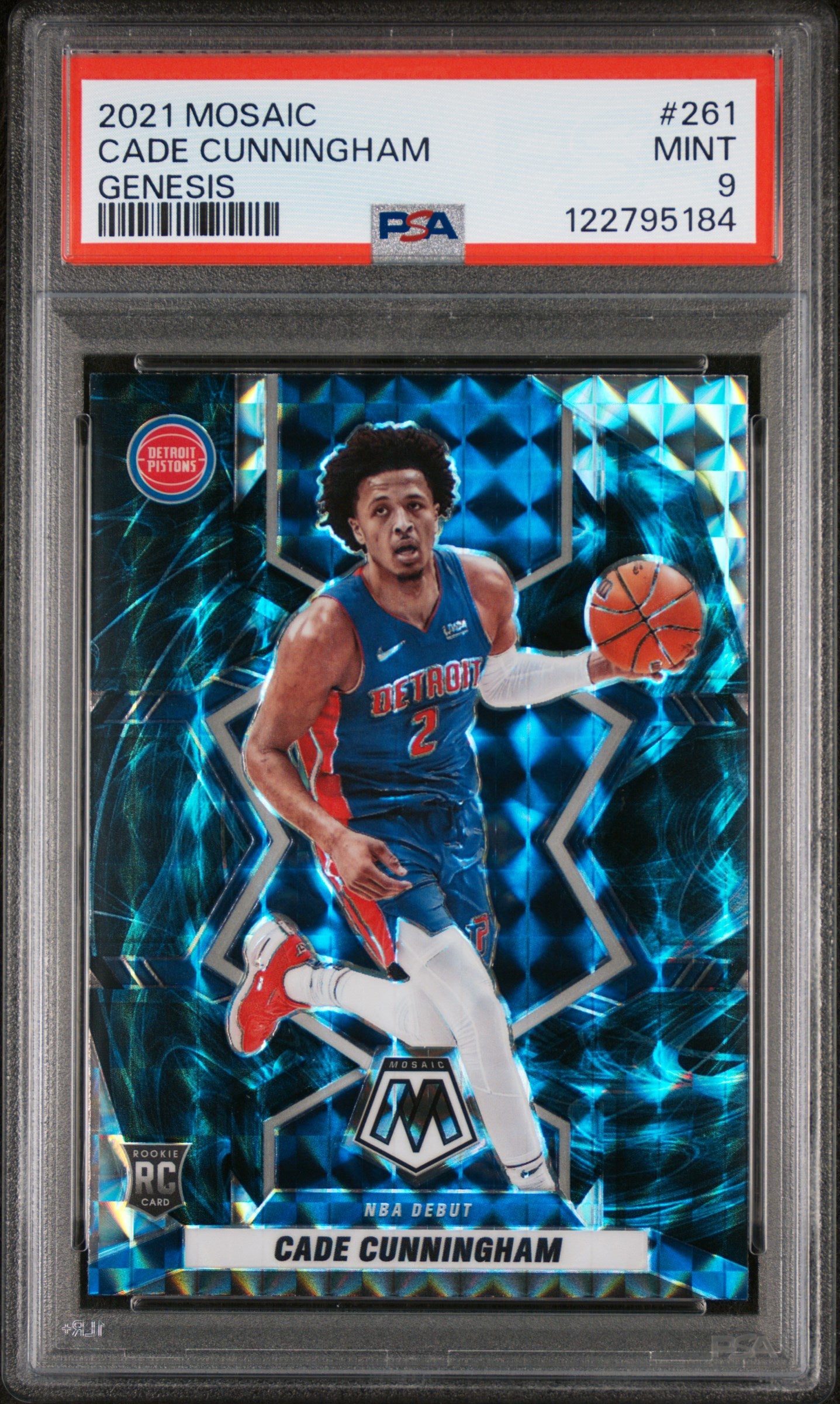 2021 Panini Mosaic Genesis Cade Cunningham #261 RC NBA Debut SSP PSA 9