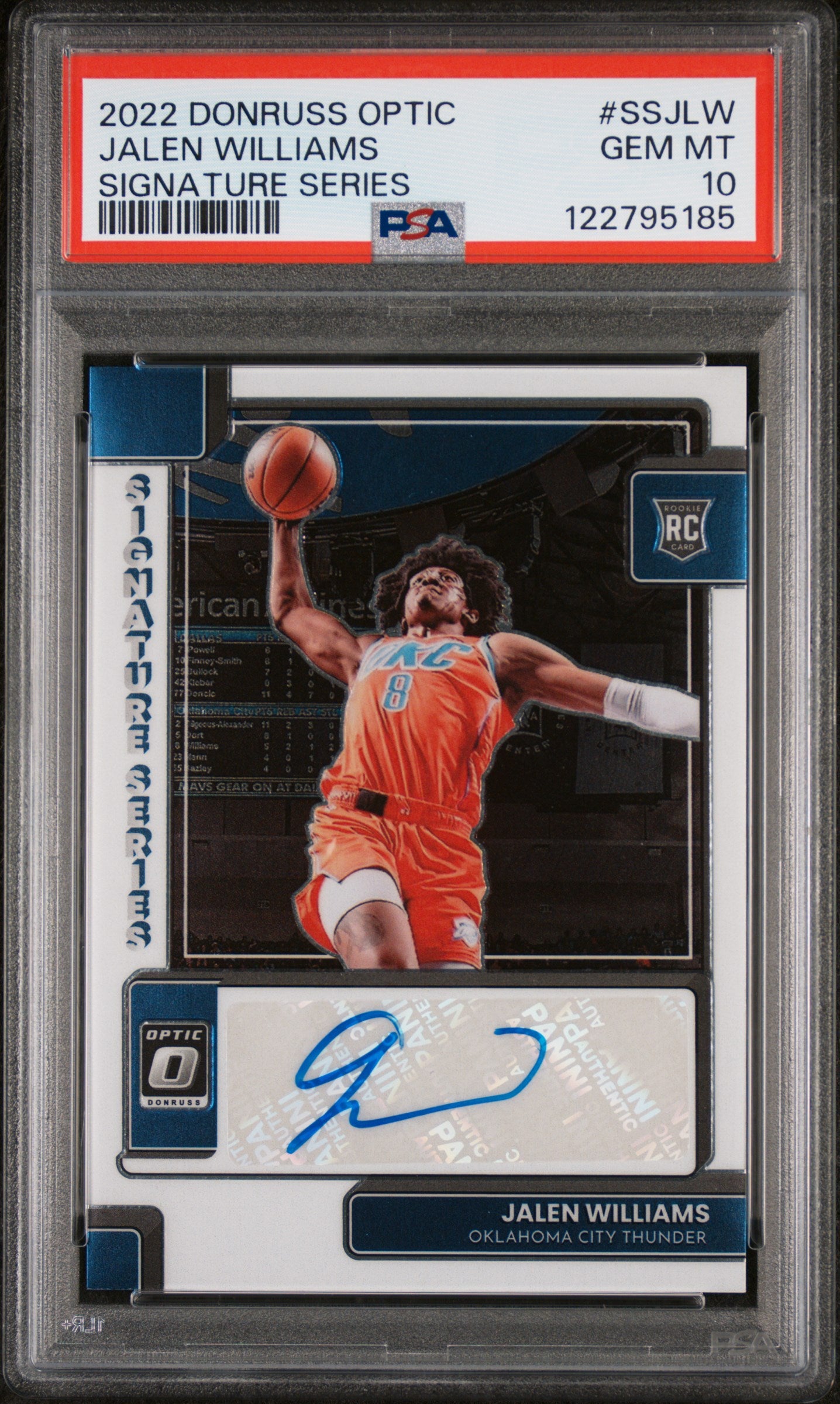 2022 Panini Donruss Optic Signature Series Jalen Williams #SS-JLW RC Auto PSA 10