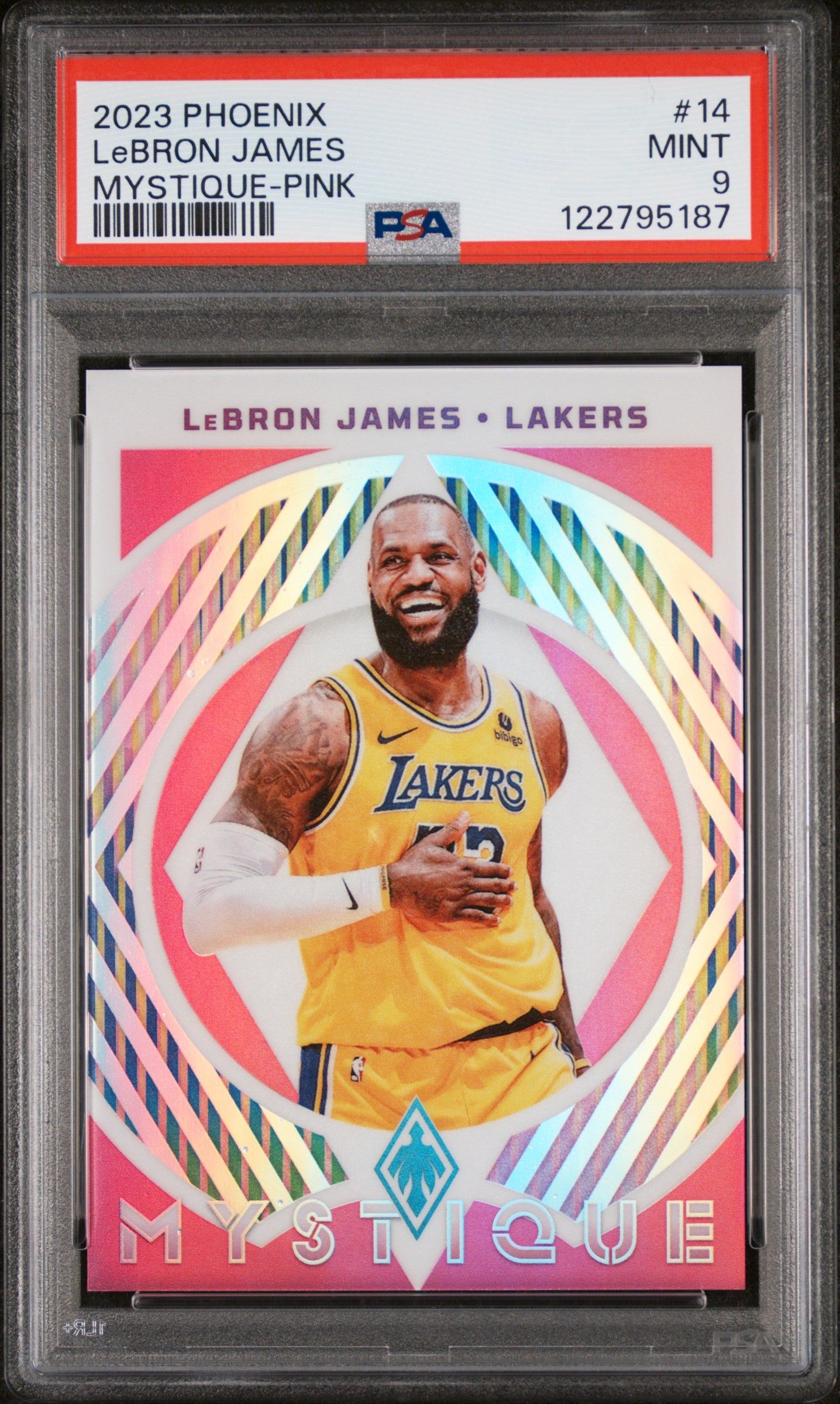 2023 Panini Phoenix Mystique Pink LeBron James #14 64/99 PSA 9
