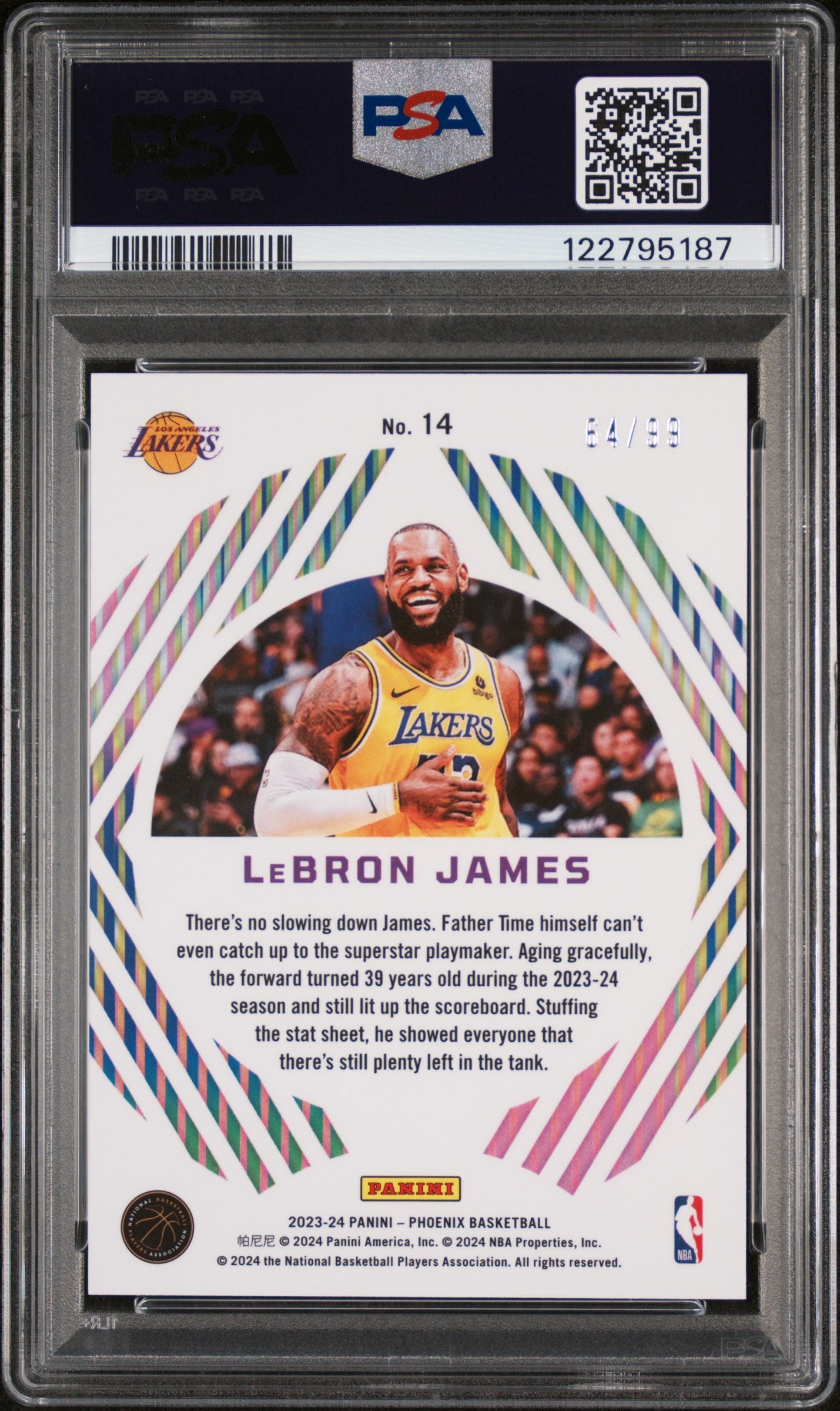 2023 Panini Phoenix Mystique Pink LeBron James #14 64/99 PSA 9