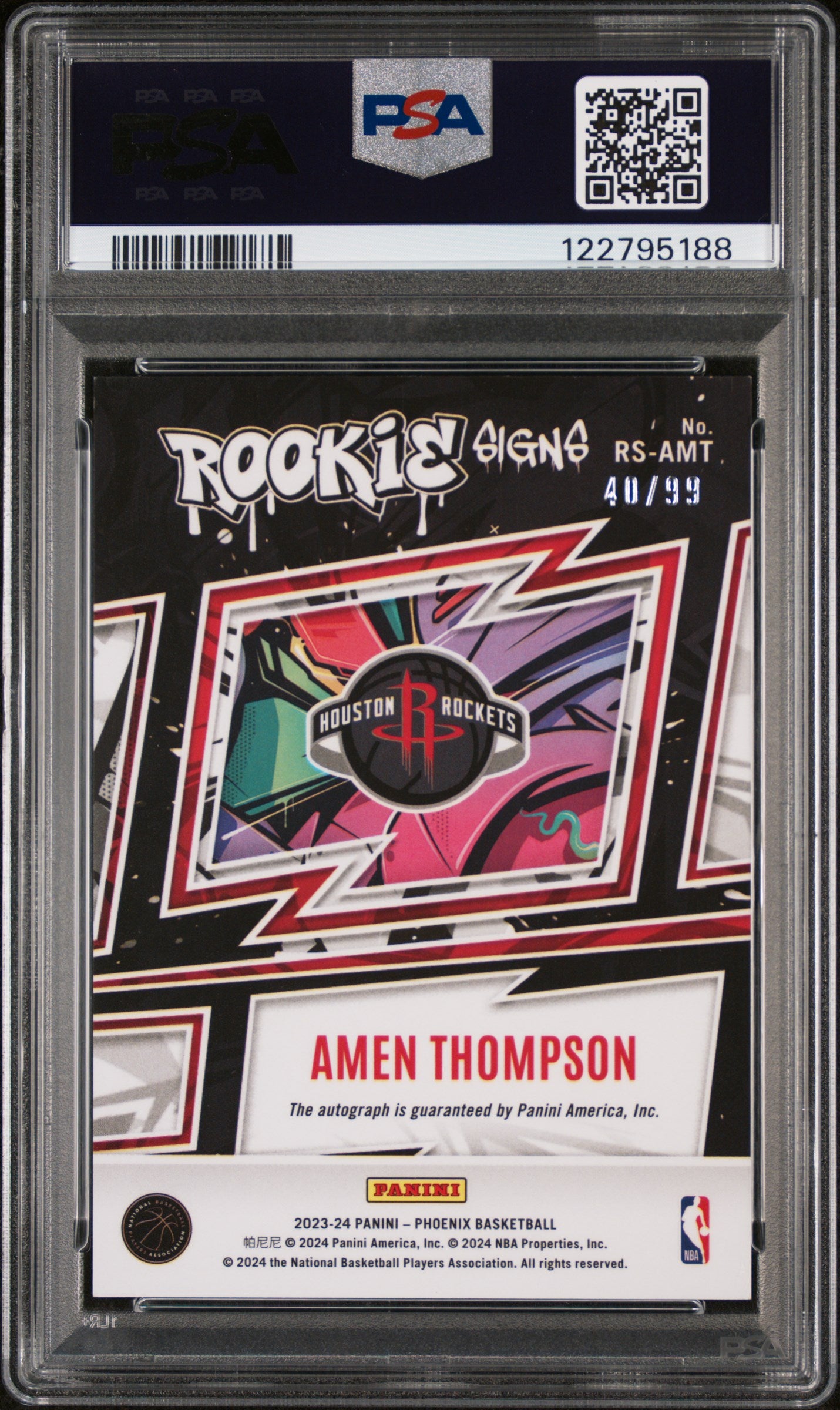 2023 Phoenix #RS-AMT Amen Thompson Rookie Signs /99 PSA 9