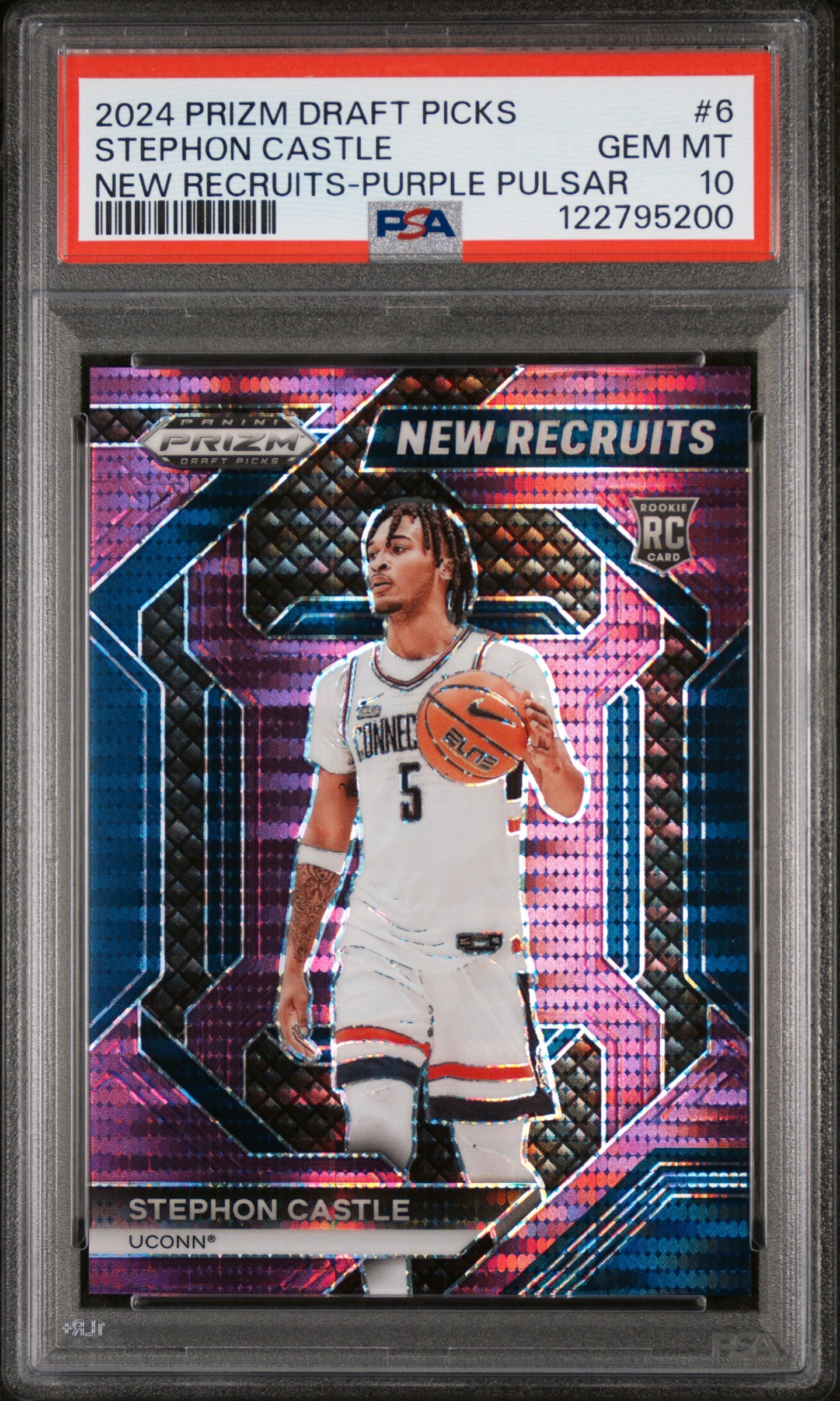 2024 Panini Prizm DP New Recruits Purple Pulsar Stephon Castle #6 RC /55 PSA 10