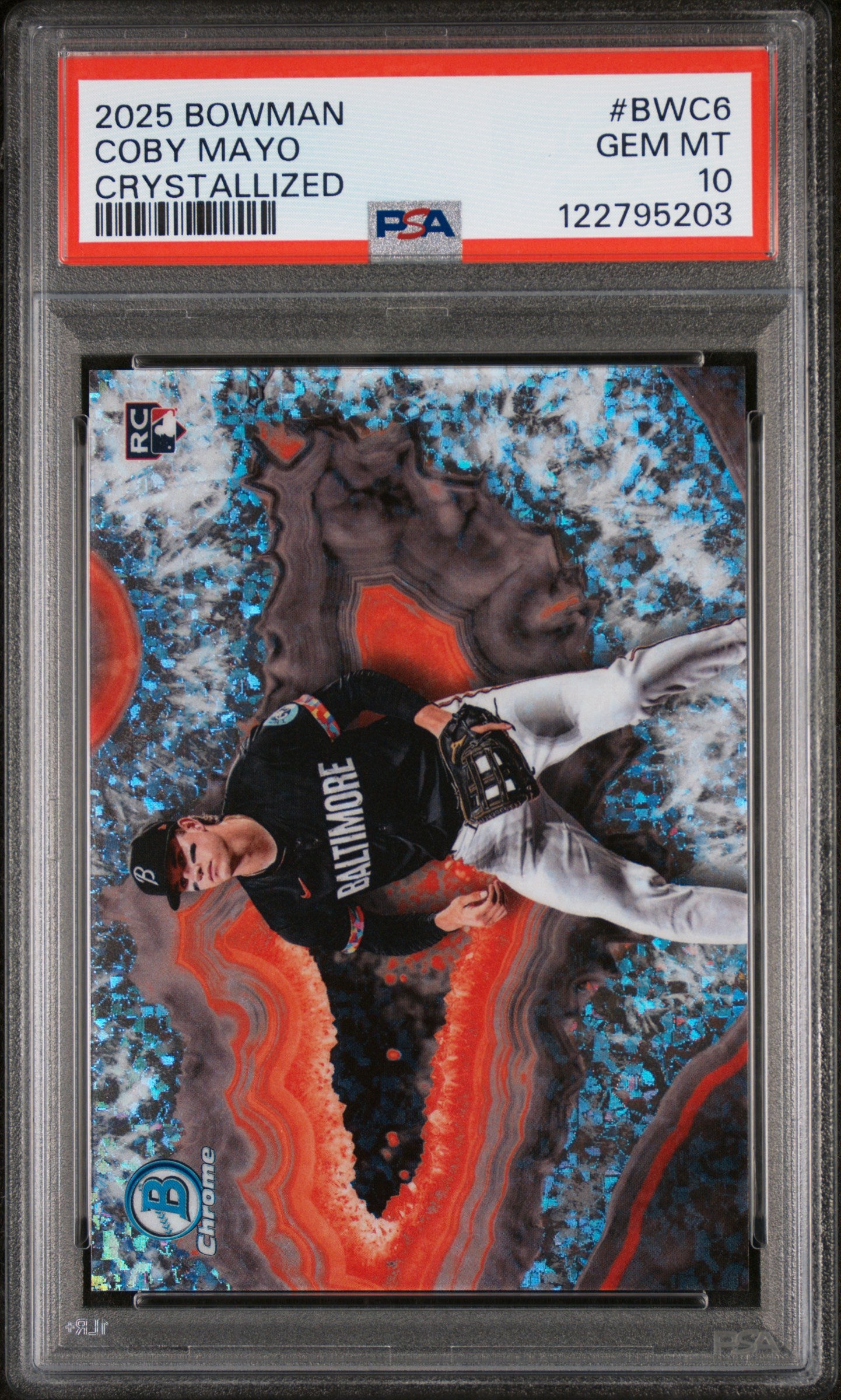 2025 Topps Bowman Crystallized Coby Mayo #BWC-6 RC PSA 10