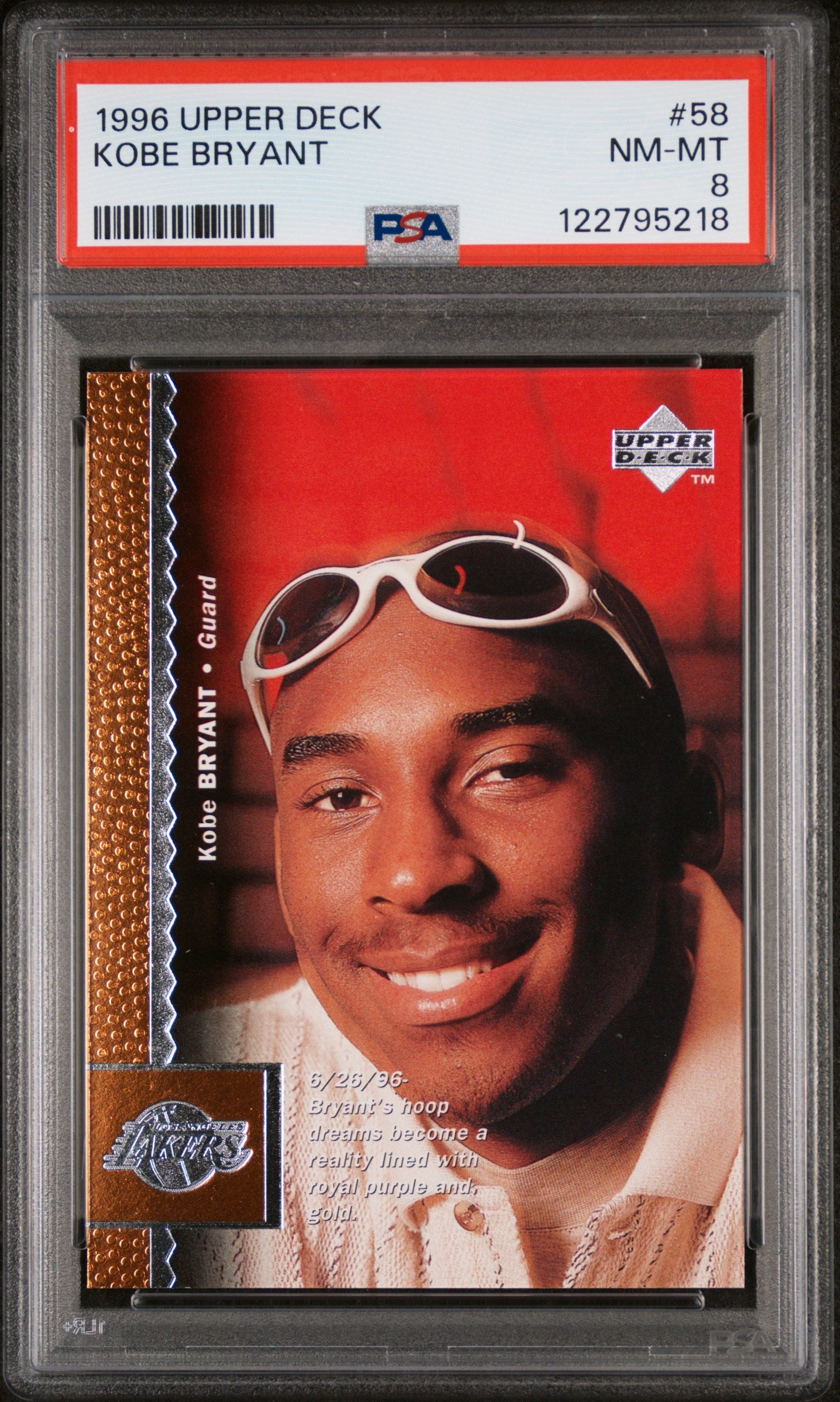 1996 Upper Deck Kobe Bryant #58 RC PSA 8