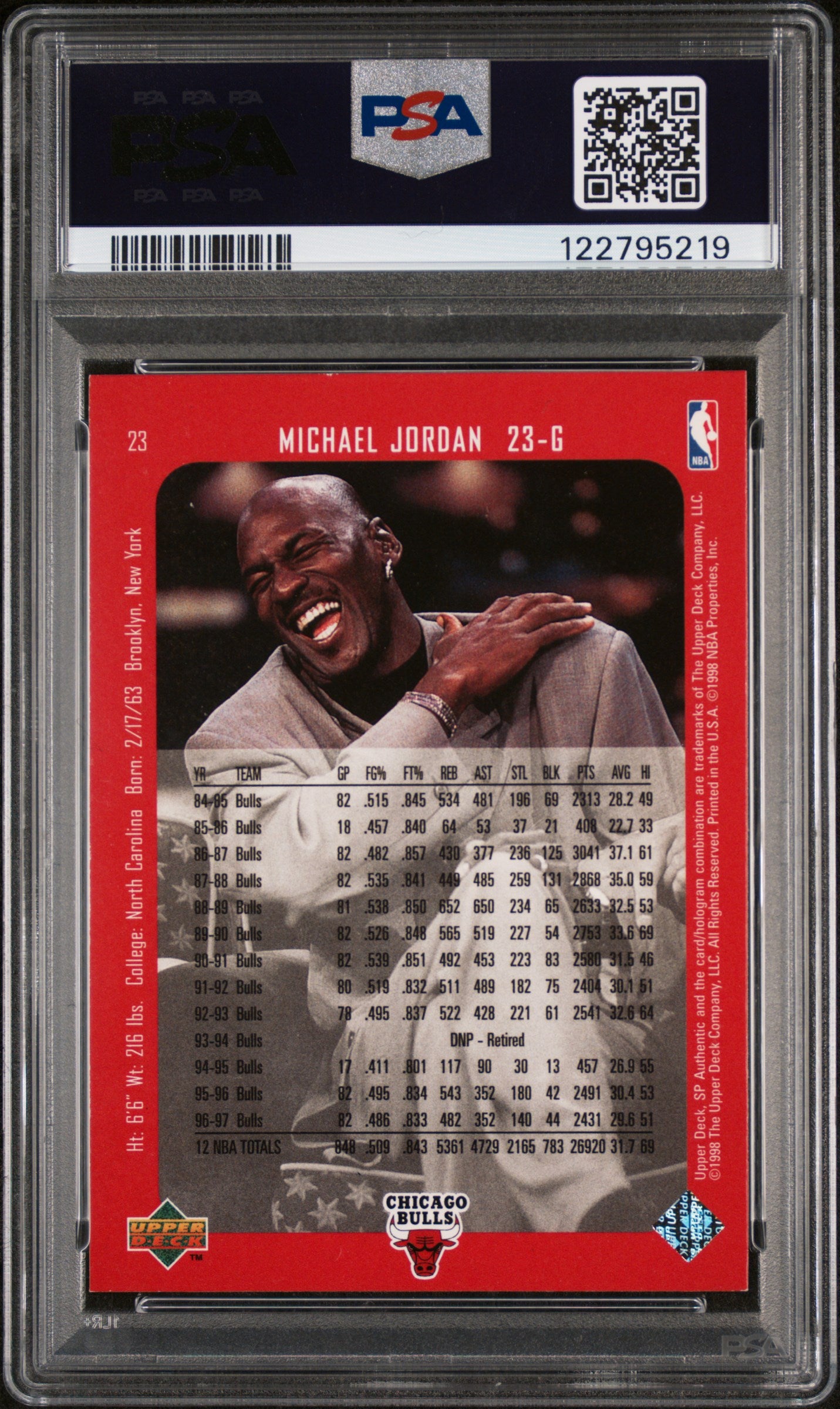 1997 Upper Deck SP Authentic Michael Jordan #23 PSA 7