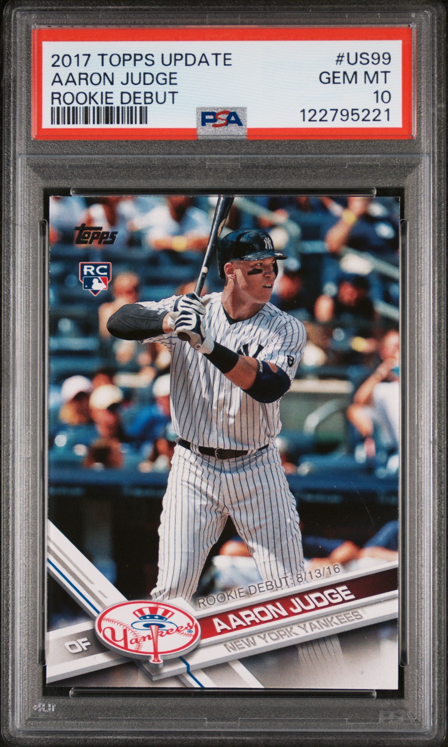 2017 Topps Update Rookie Debut Aaron Judge #US99 RC PSA 10