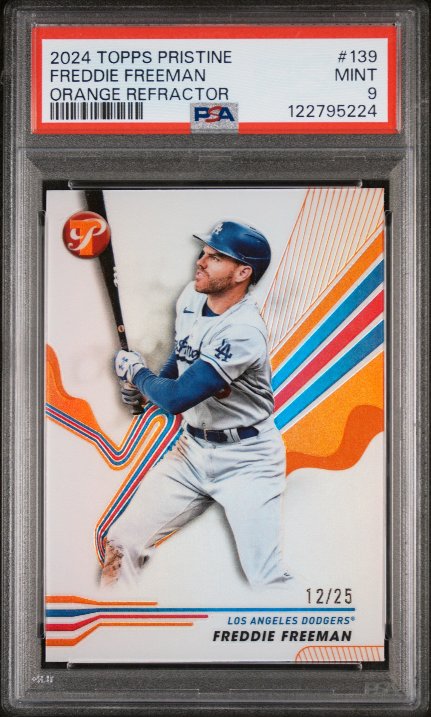 2024 Topps Pristine Orange Refractor Freddie Freeman #139 /25 PSA 9
