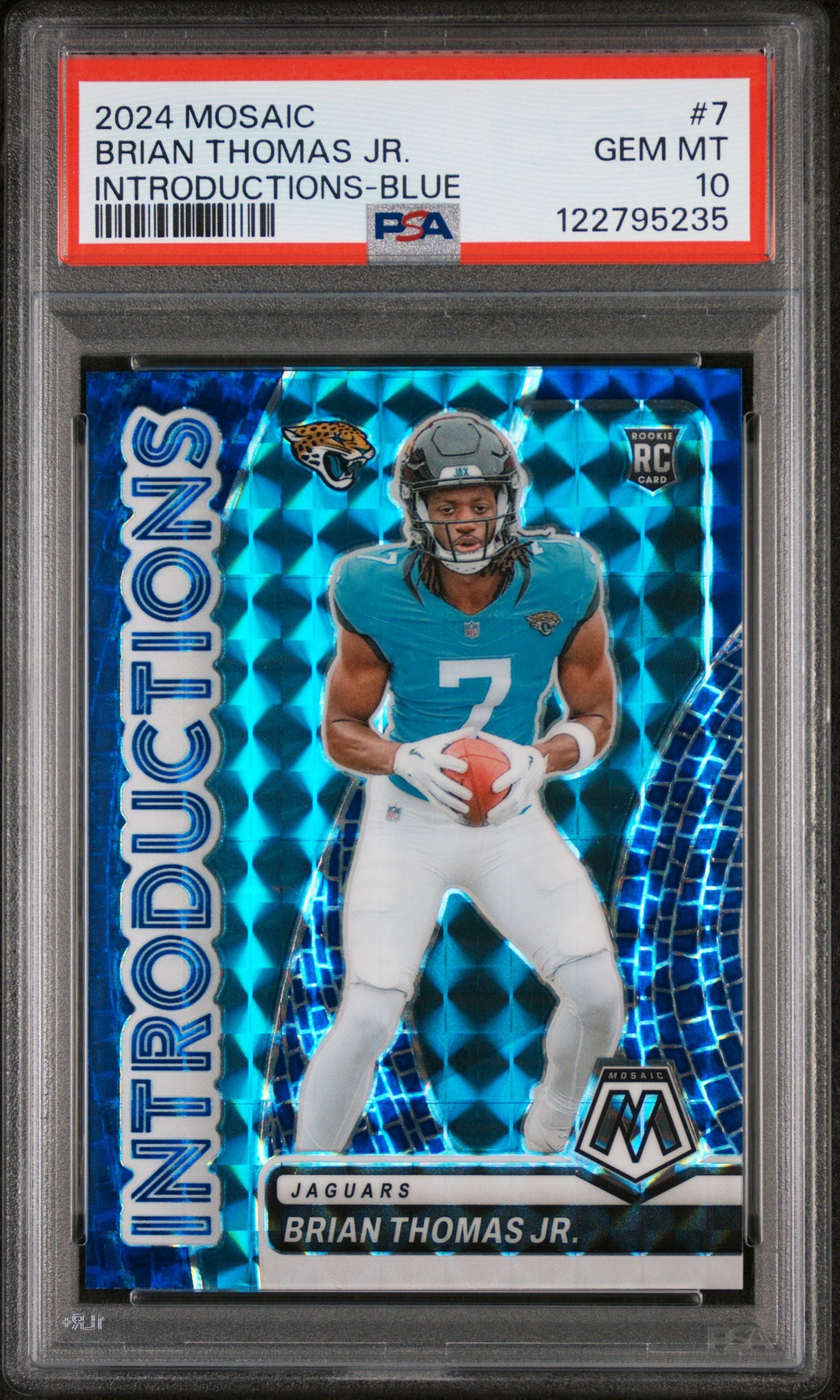 2024 Panini Mosaic Introductions Blue Brian Thomas Jr. #7 RC Prizm /99 PSA 10