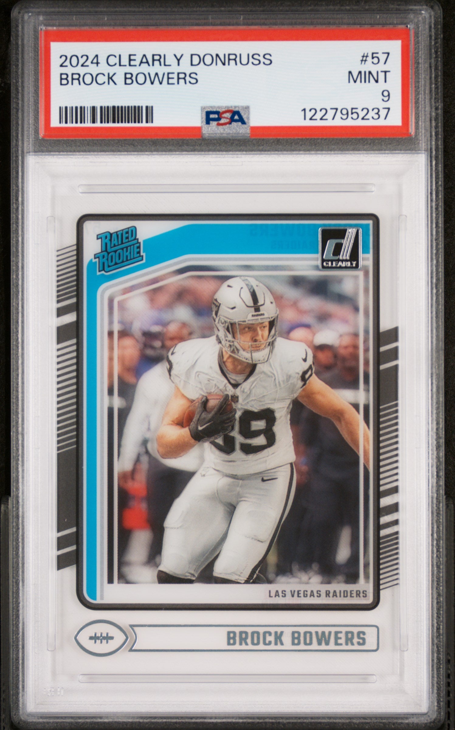 2024 Panini Clearly Donruss Brock Bowers #57 RC PSA 9