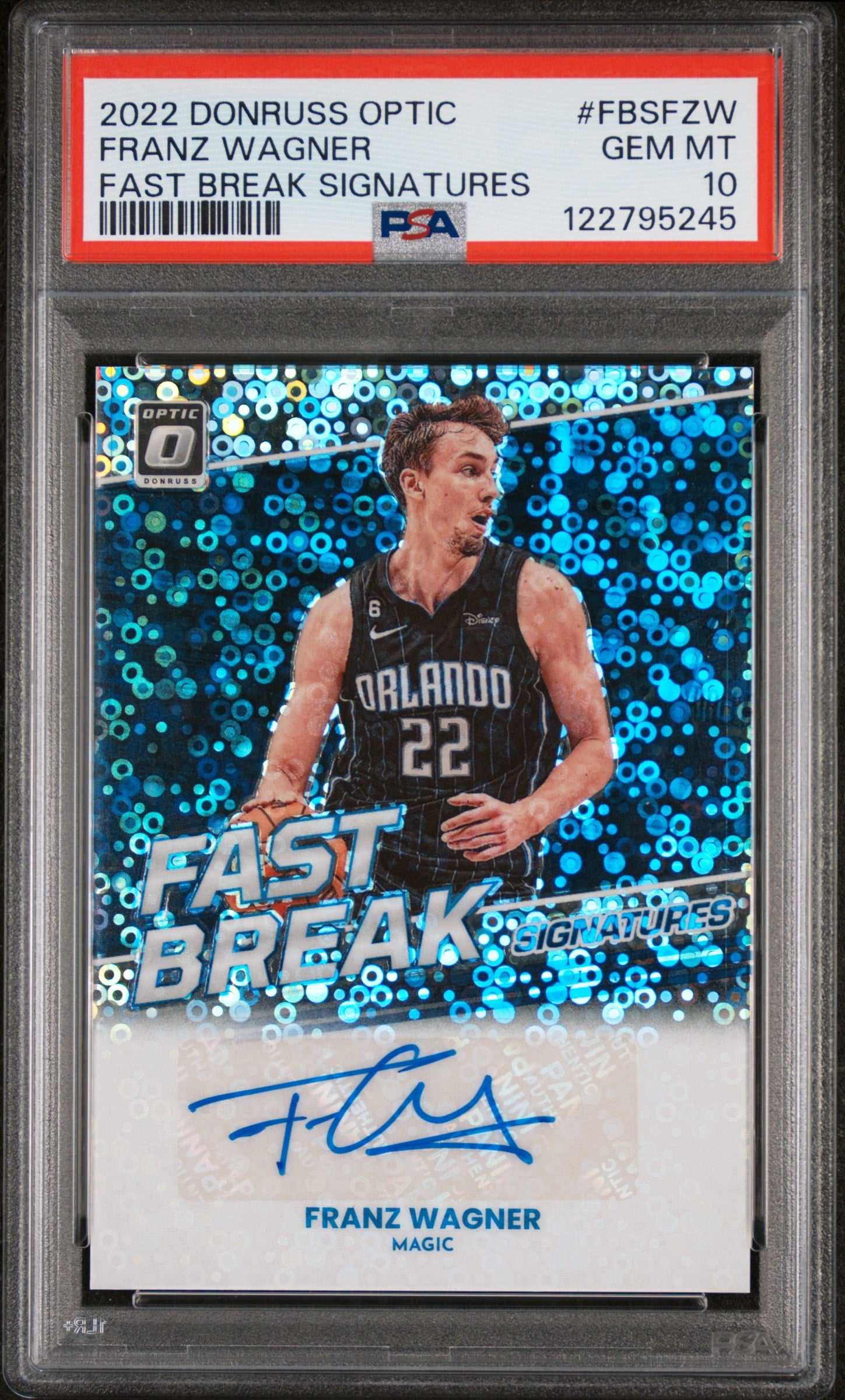 2022 Panini Donruss Optic Fast Break Signatures Franz Wagner #FBSFZW Auto PSA 10