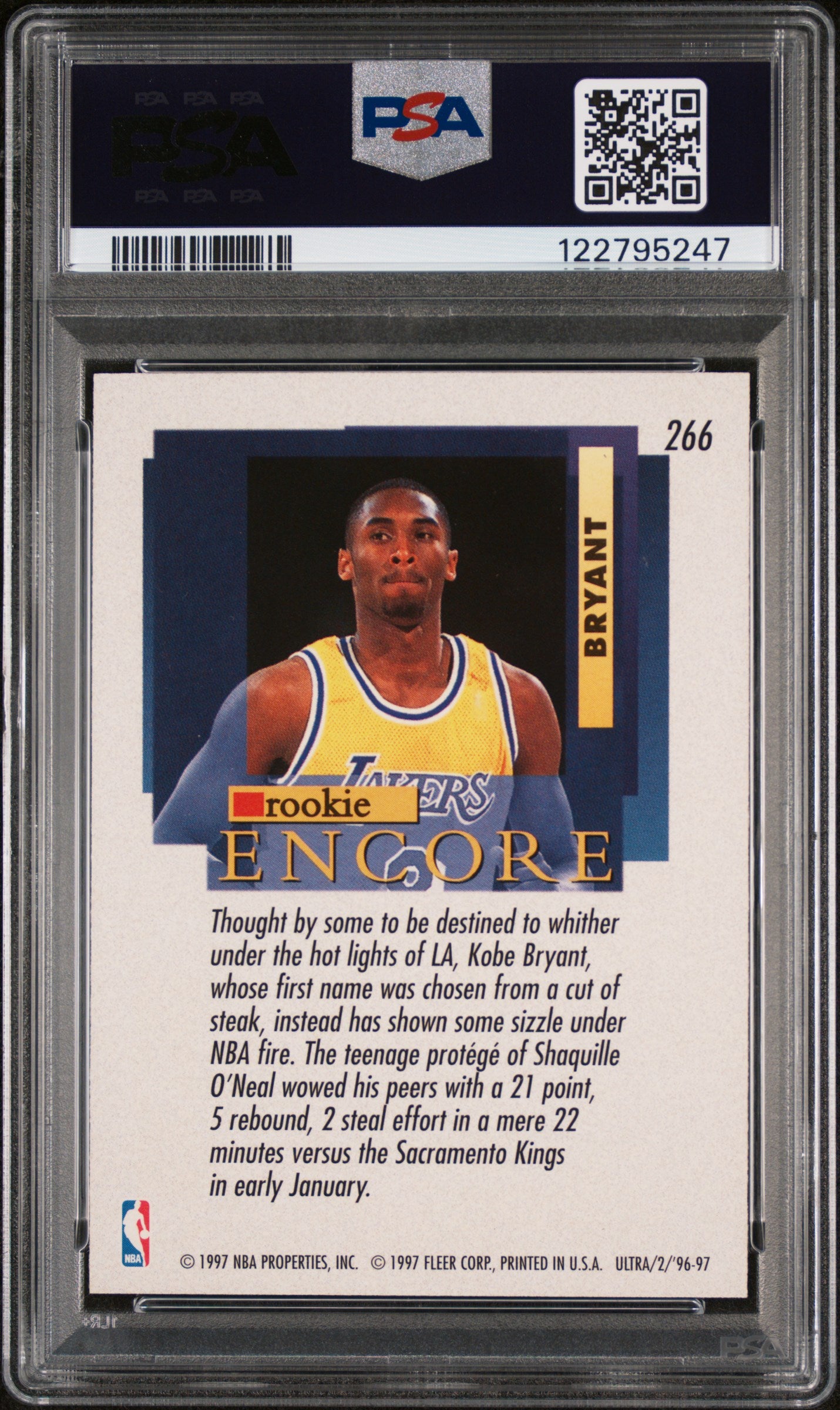 1996 Fleer Ultra Encore Kobe Bryant #266 RC PSA 9