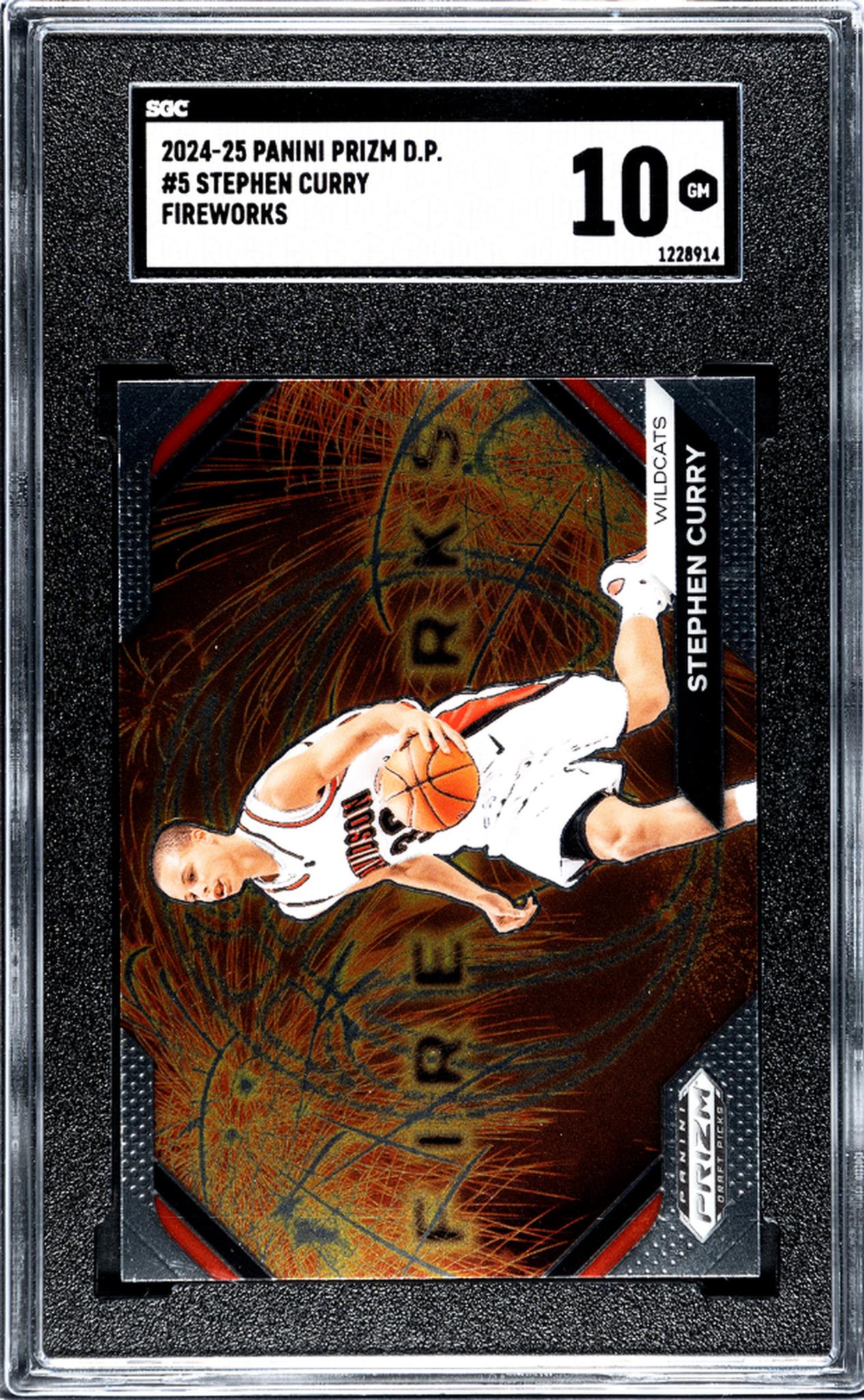 2024-25 Panini Prizm Draft Picks Fireworks Stephen Curry #5 SGC 10