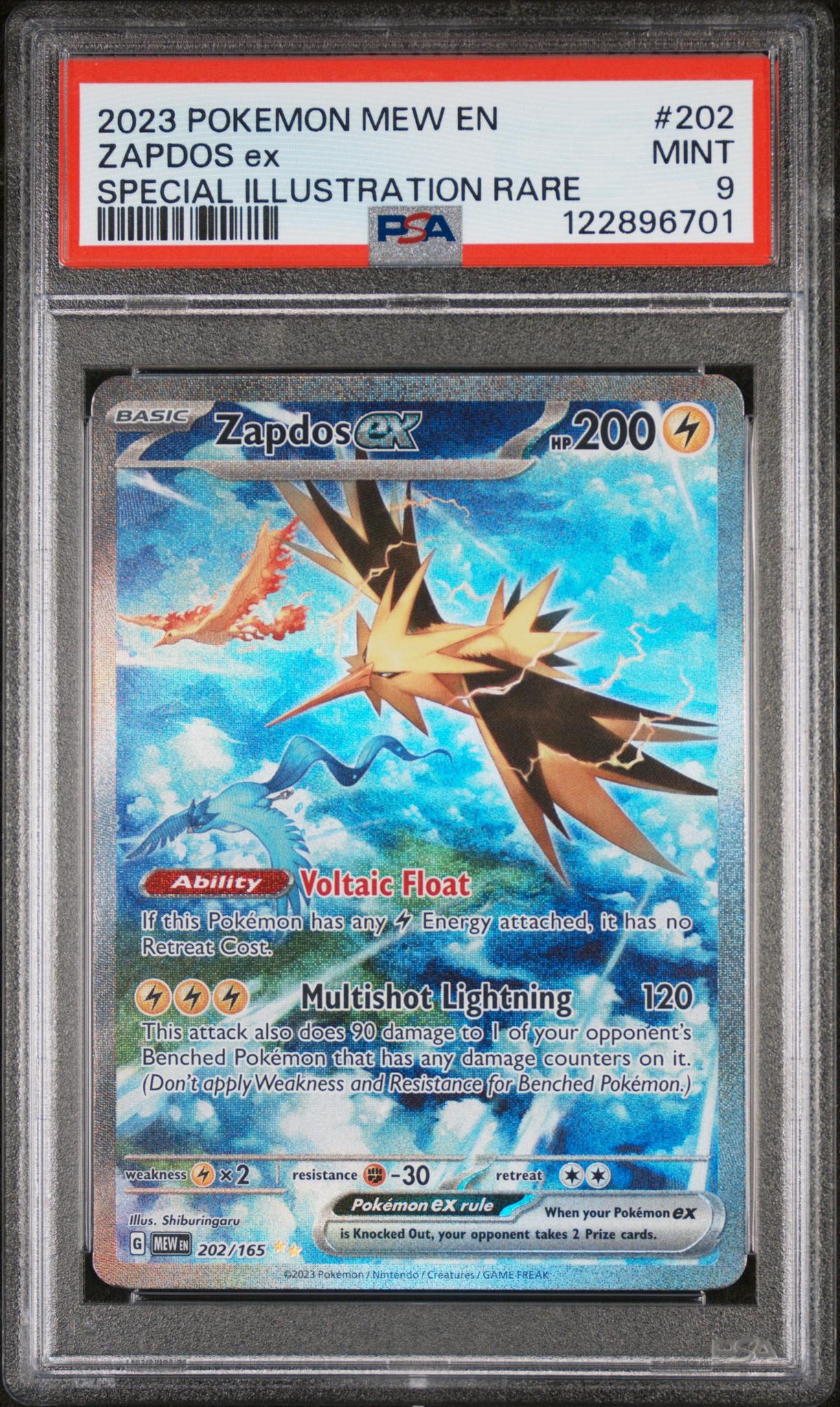 2023 Pokemon #202/165 Zapdos ex Special Illustration Rare PSA 9