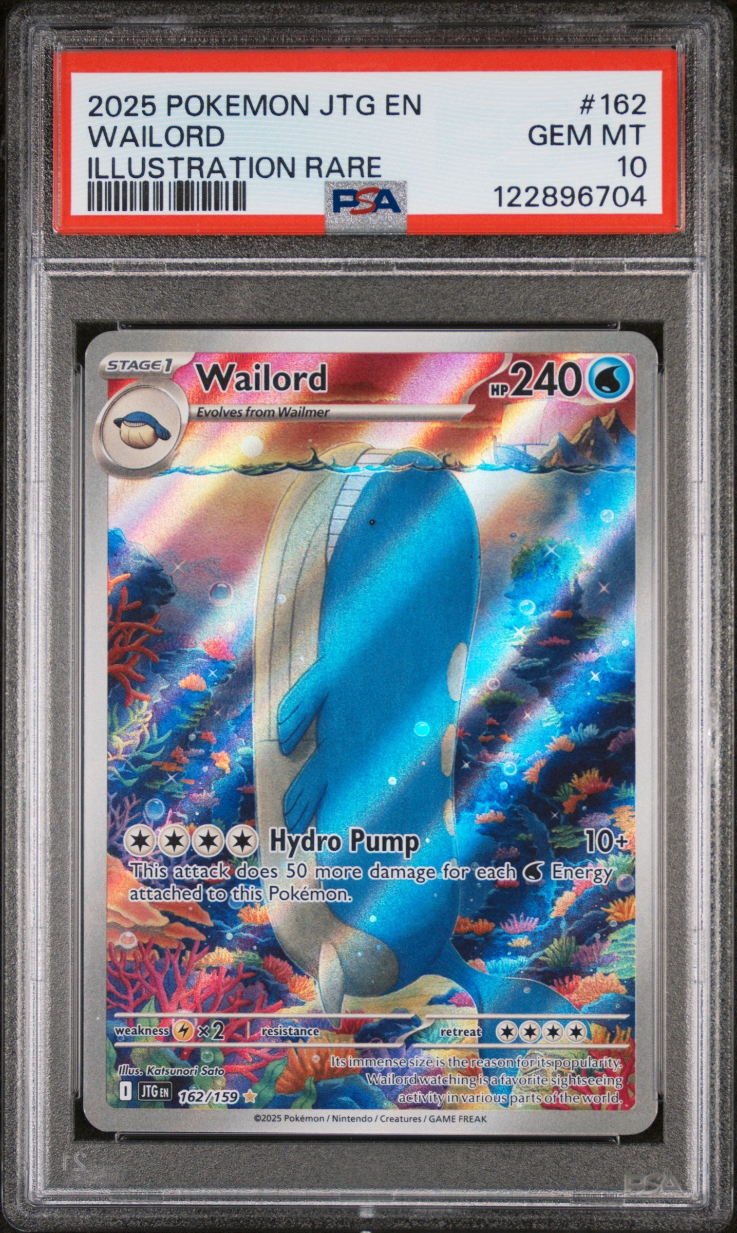2025 Pokemon #162/159 Wailord Illustration Rare PSA 10