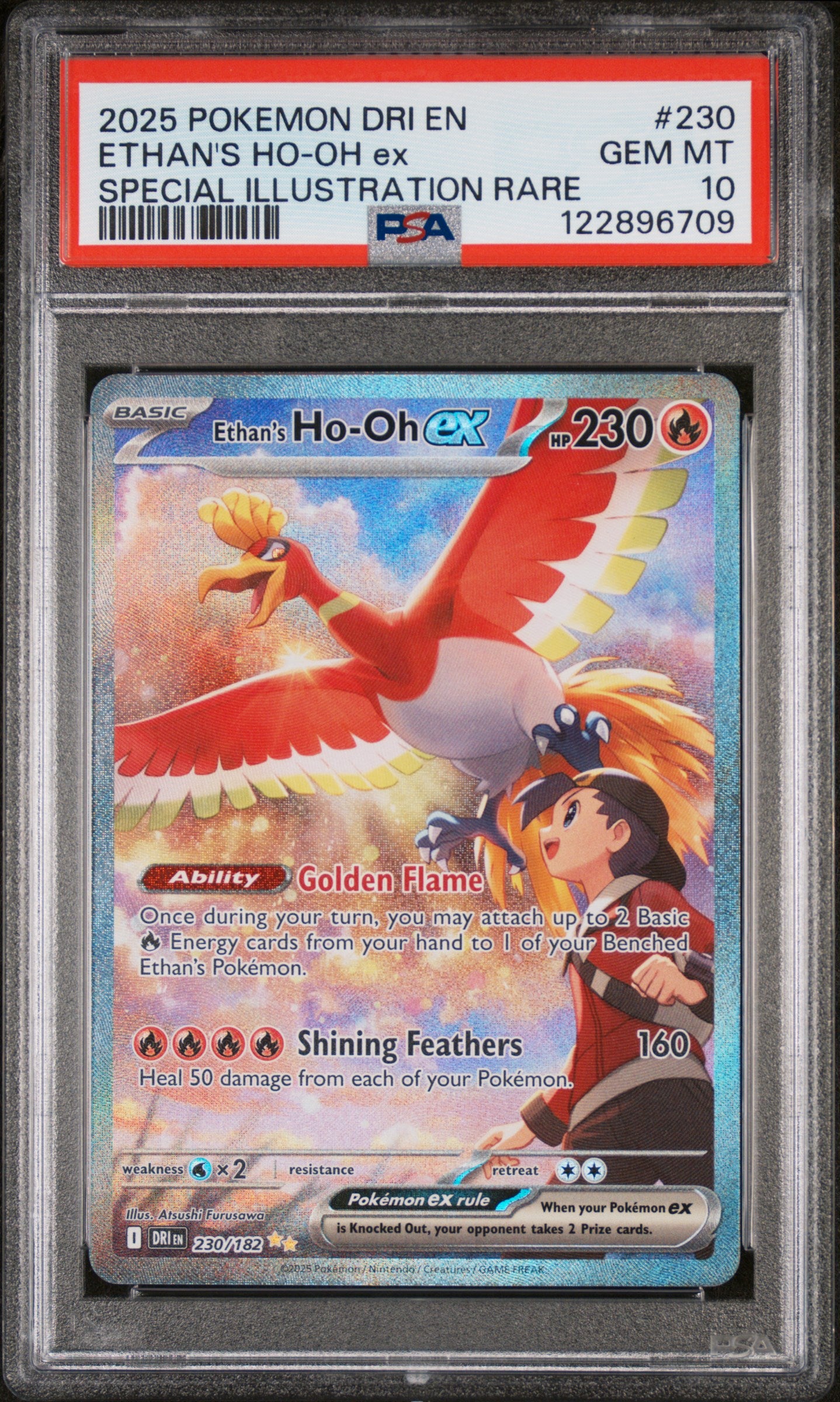 2025 Pokemon #230 Ethan's Ho-Oh ex Special Illustration Rare PSA 10