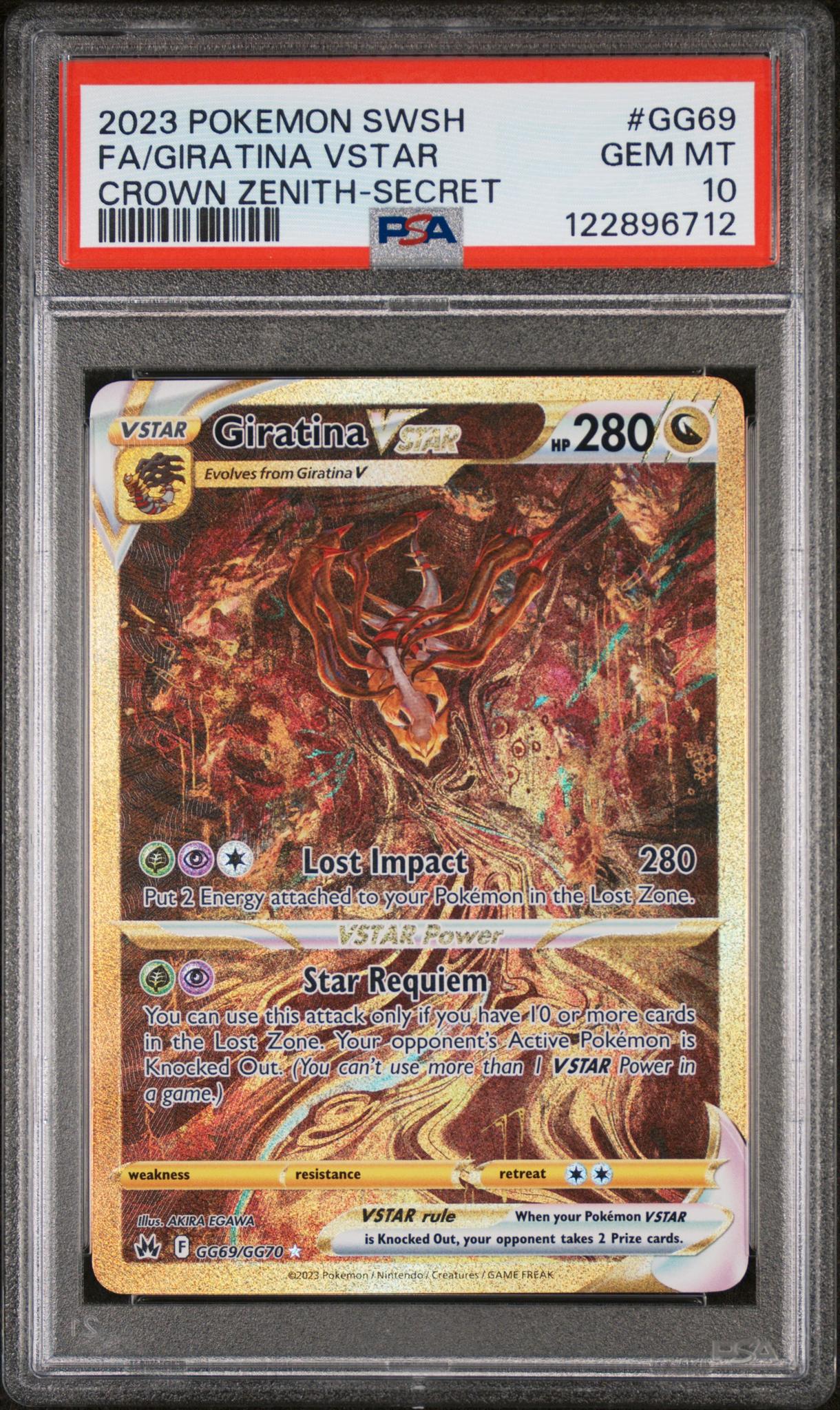 2023 Pokémon Sword & Shield Crown Zenith Giratina #GG69/GG70 Gold VSTAR PSA 10