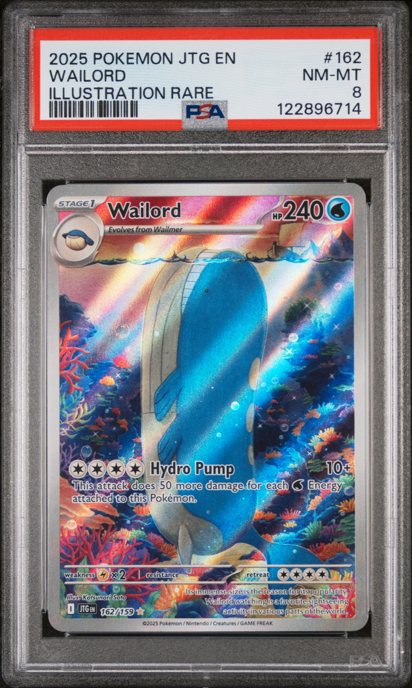 2025 Pokemon Journey Together Illustration Rare Wailord #162 PSA 8
